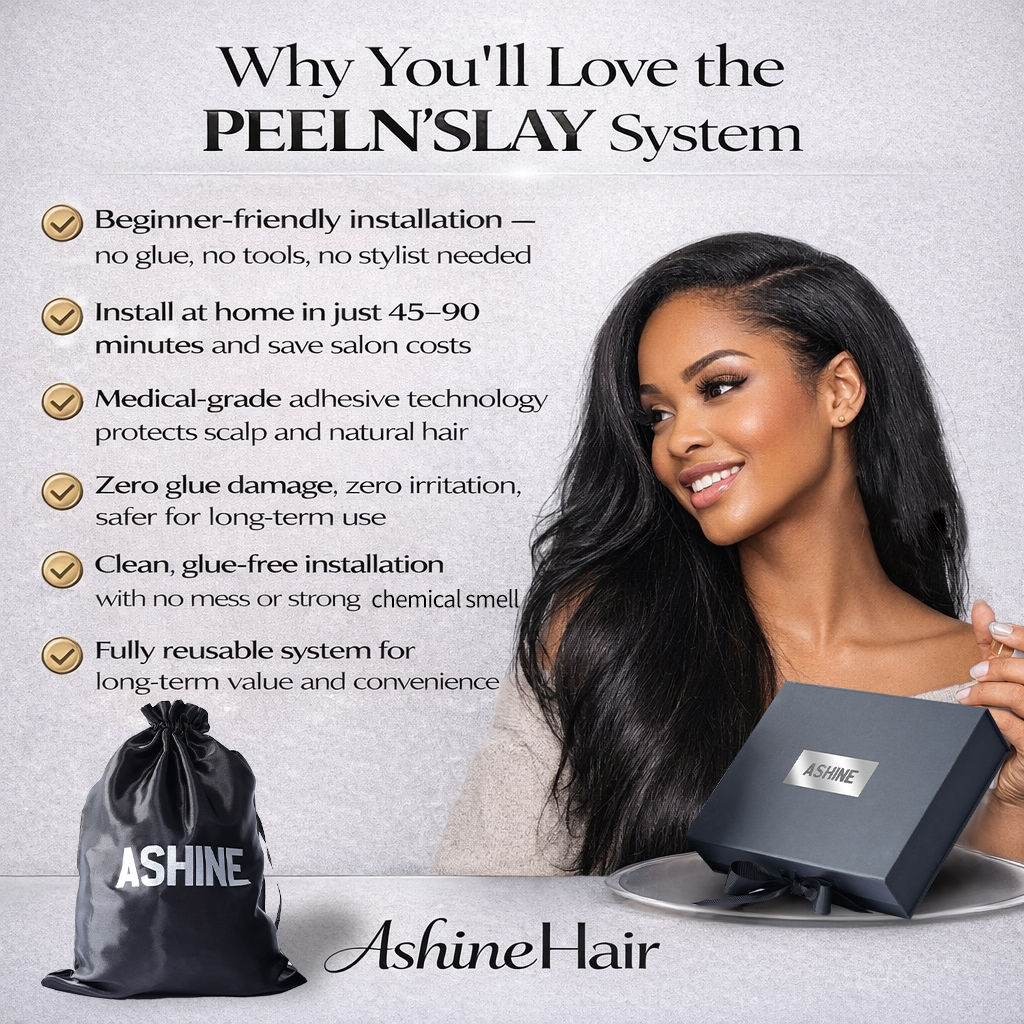 [PeelN' Slay] Pre-Glued Bundle: Press-Set & Slay! PEELN'SLAY: No Glue All-in-One Reusable Hair Kit (Cap Included)
