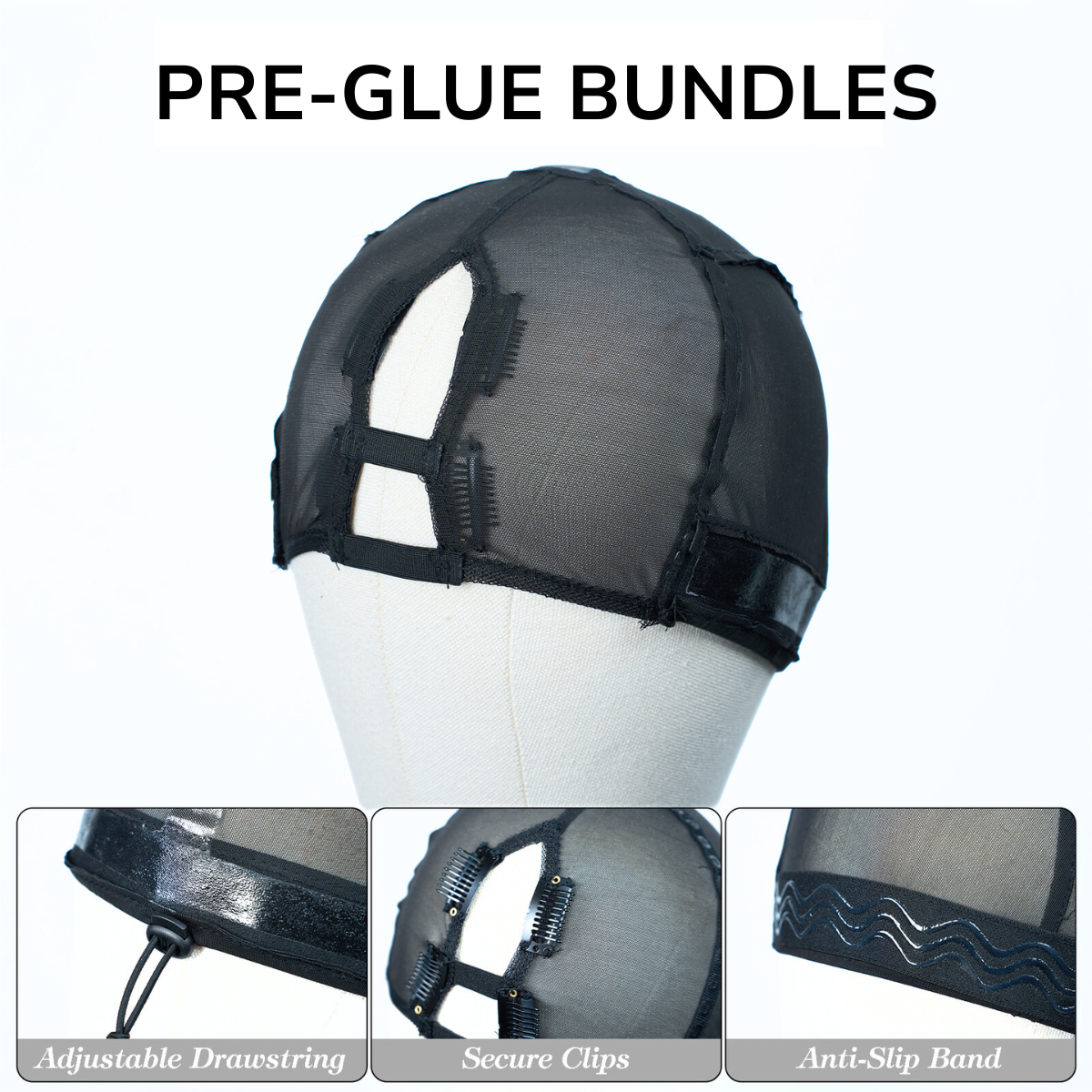 [PRE-GLUE BUNDLES] Pre-Glued Bundle: Press-Set & Slay! PEELN'SLAY: No Glue All-in-One Reusable Hair Kit (Wig Cap Included)