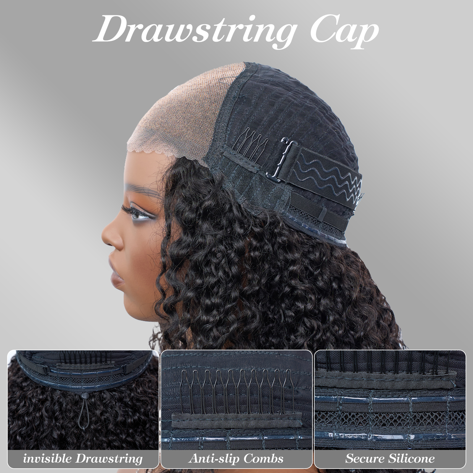 [Trippy] 16 Inch #1B Messy Curly 5*5 HD Front Lace Wig 150% Density Glueless Human Hair Seamless Blend Realistic Hairline