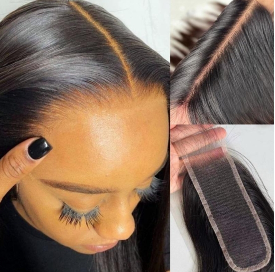 [Trippy Hair] Upgrade Straight Transparent Lace Closure 2"x6";4"x4";5"x5";13"x4"; #1B Natural Black 12-20inch Hair Pieces