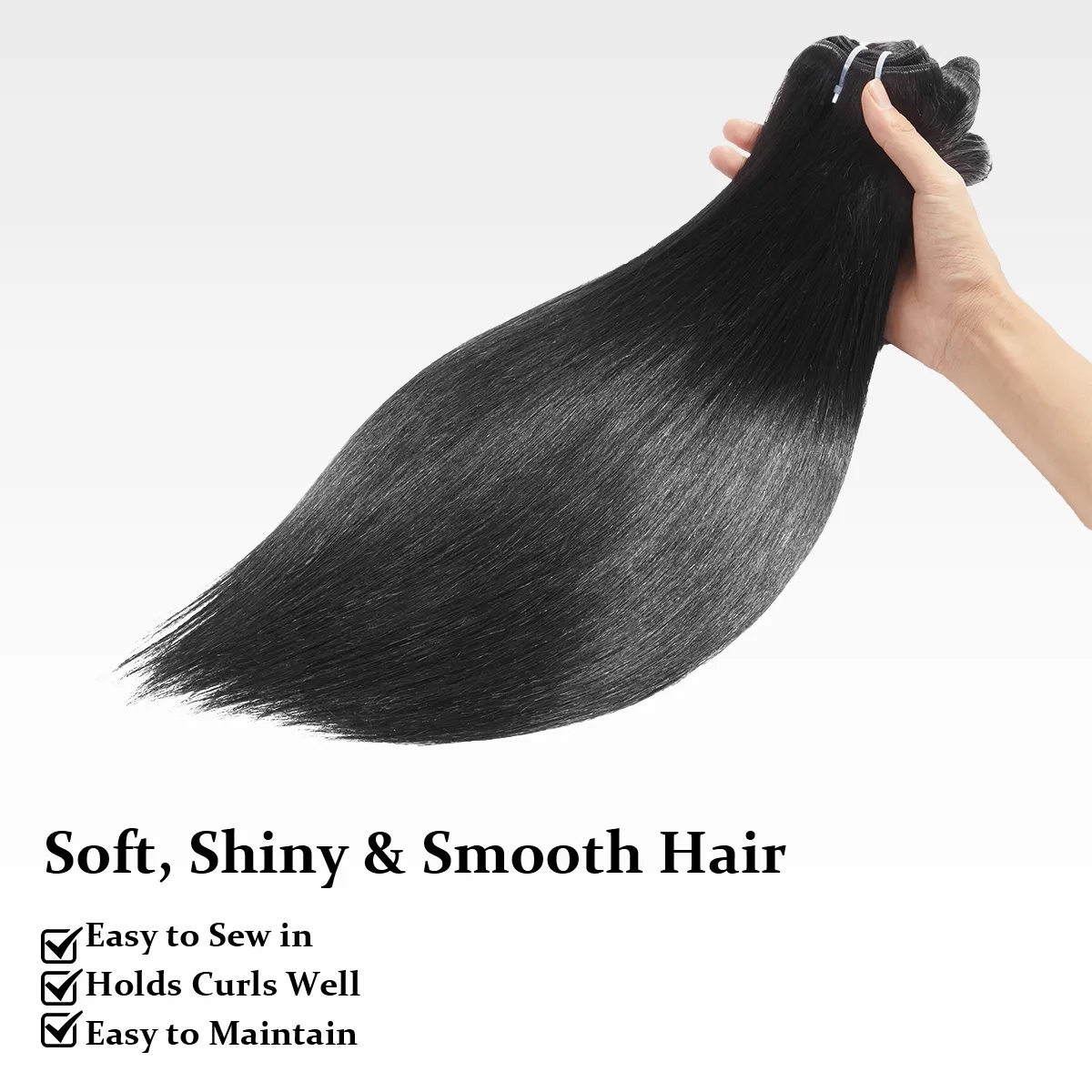 [GLUELESS BUNDLES] Work-Ready Sleek Straight Hair Bundles | Natural Black #1B | 16–22”Human Hair Bundles