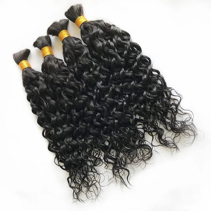 [Tedsbeauty] 12A Grade Salon Quality 100% Brazilian Virgin Hair Human Bulk Braiding Deep Wave 16"-24" For Boho Braids Trendy In Summer