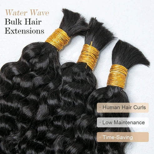 [Tedsbeauty] 12A Grade Salon Quality 100% Brazilian Virgin Hair Human Bulk Braiding Deep Wave 16"-24" For Boho Braids Trendy In Summer