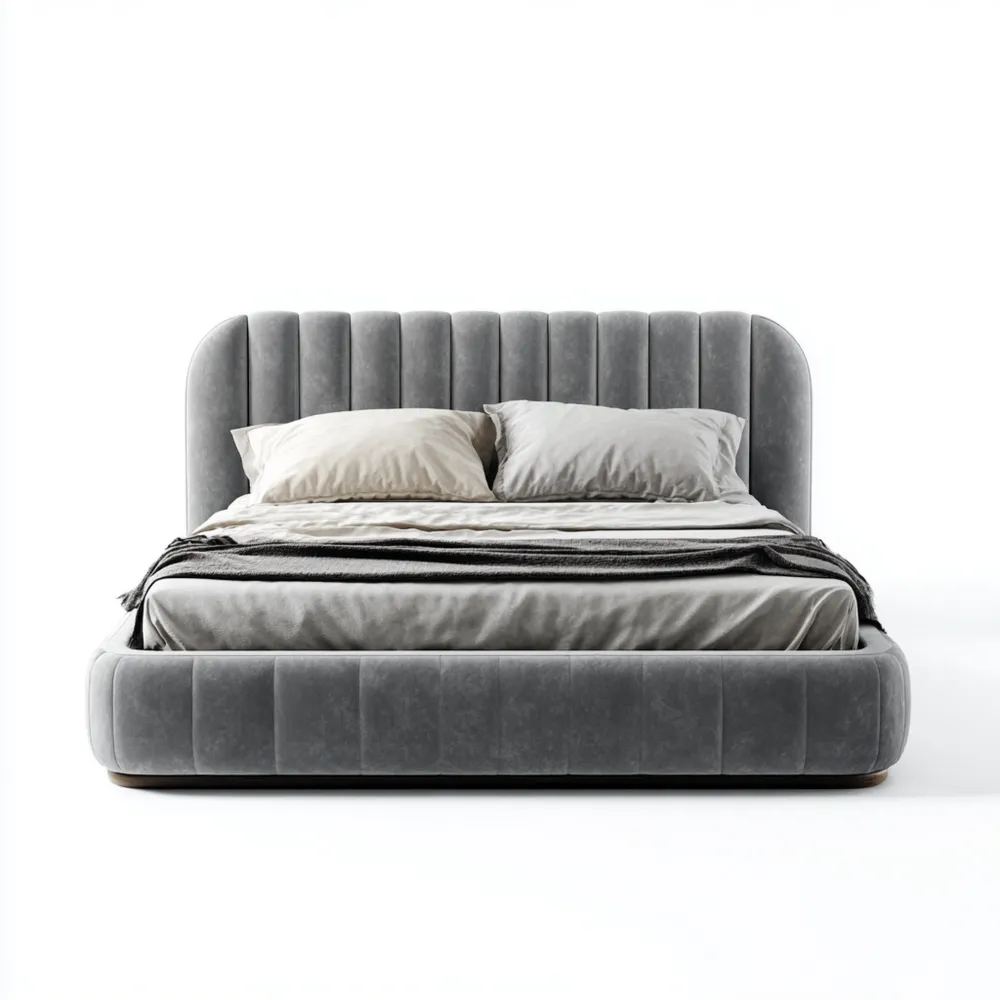 Samt-Polsterbett 200x180 cm Dunkelgrau