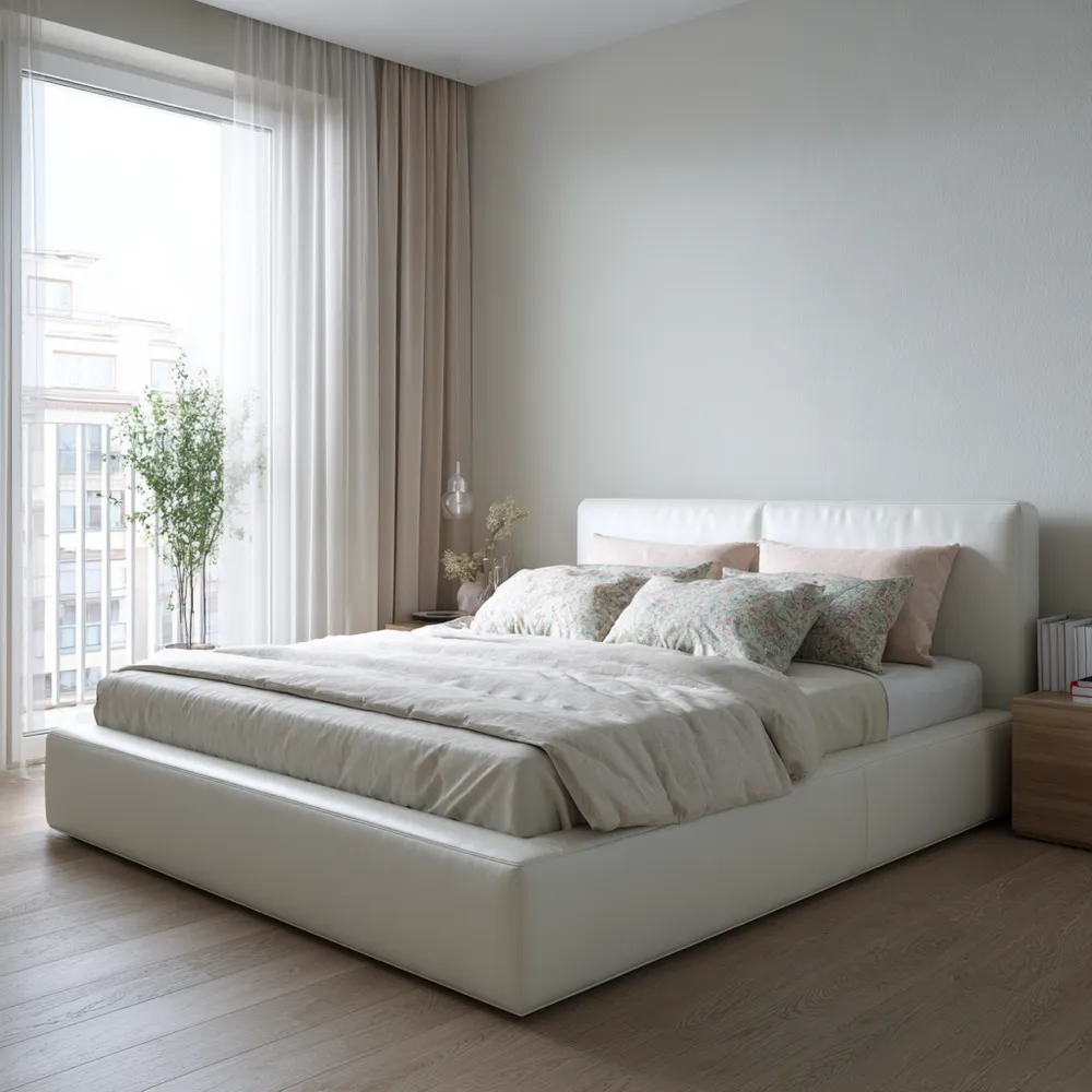 Bett Kunstleder 160x200 cm – Weiß