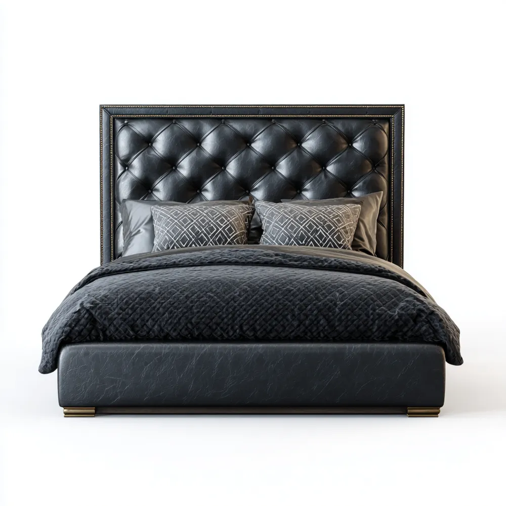 Polsterbett Leder 180x200 cm - Schwarz