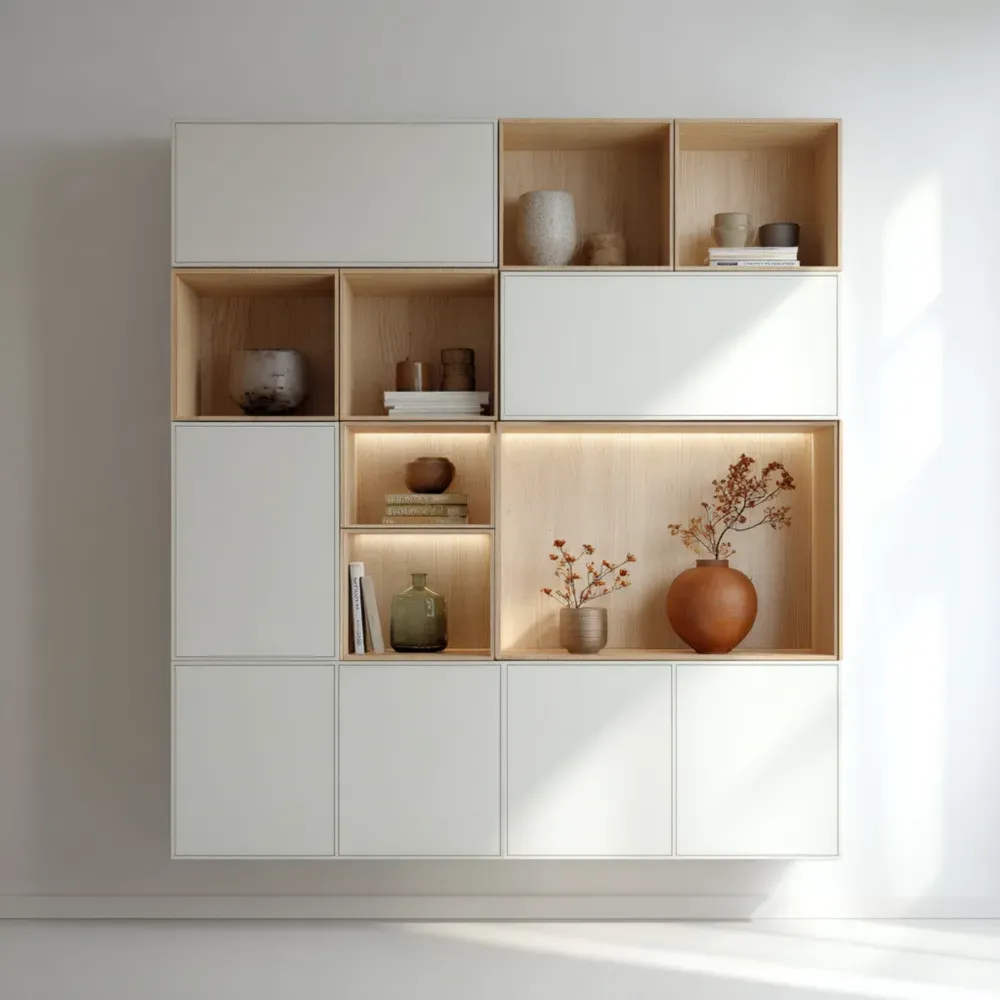 Wandregal MDF Weiß/Buche 120x180x35 cm