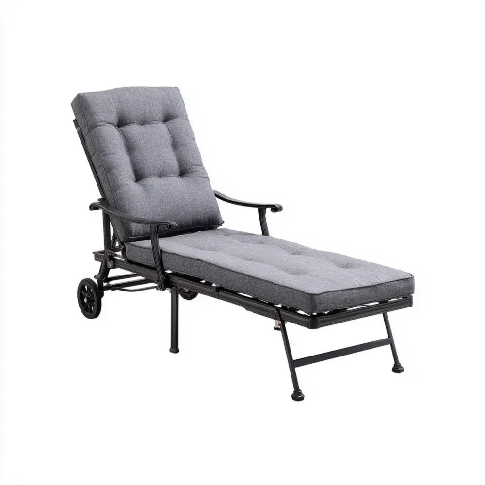 Aluminium Gartenliege mit Polyesterpolster Grau
