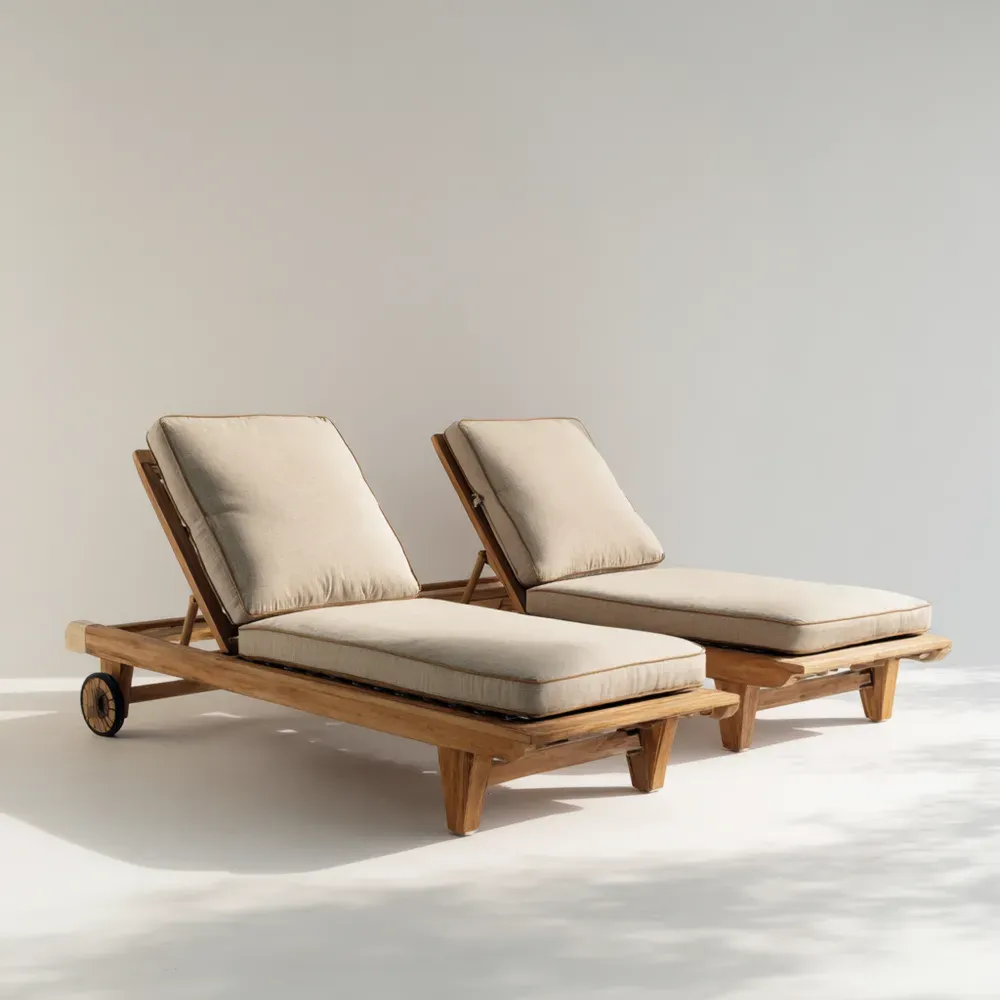 Gartenliege Set Teakholz 200x65x35 cm Beige