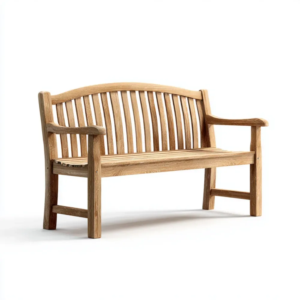 Gartenbank aus Eichenholz mit Armlehnen, 120x60x85 cm - Natur