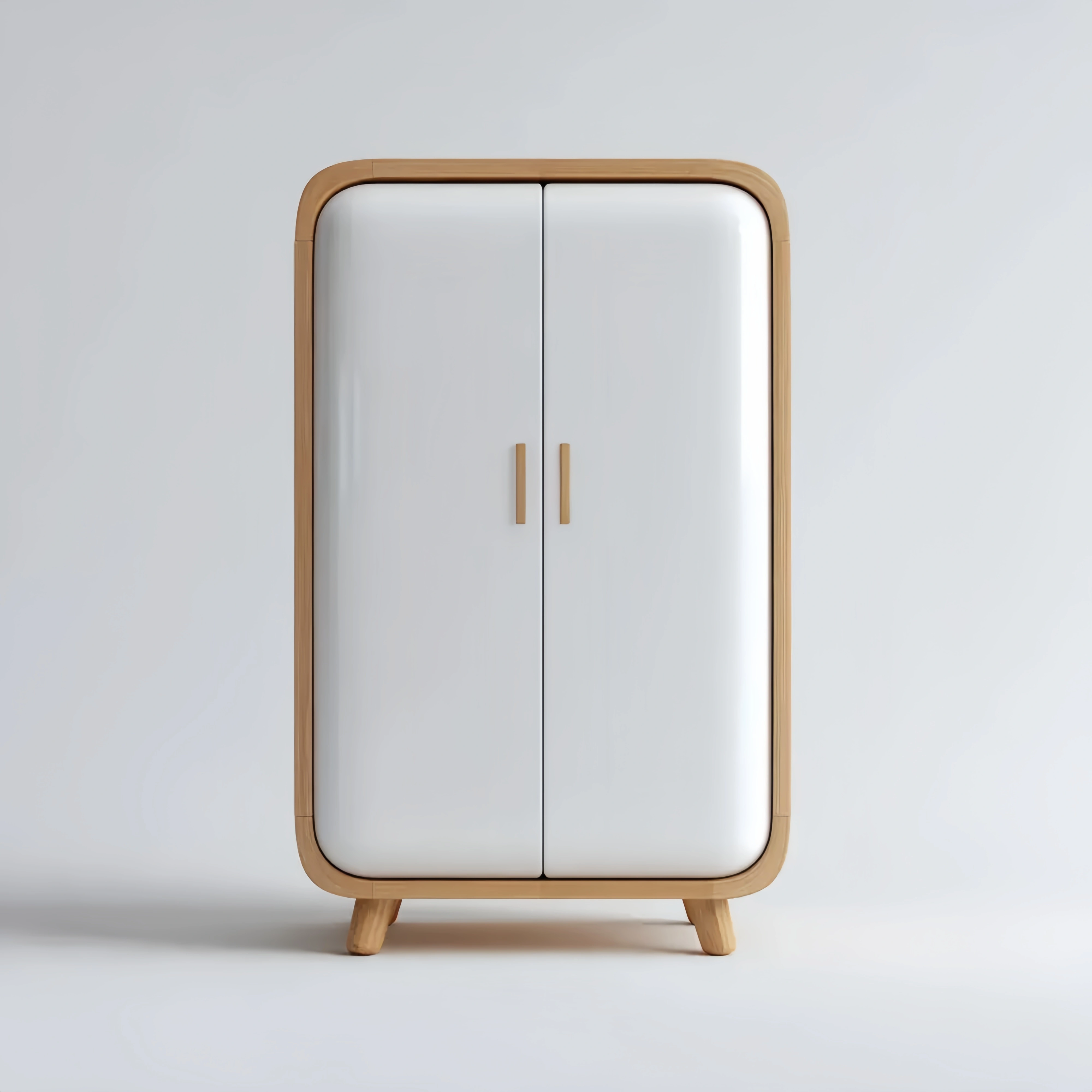 Kleiderschrank aus Eichenholz und weißem Lack mit skandinavischem Design