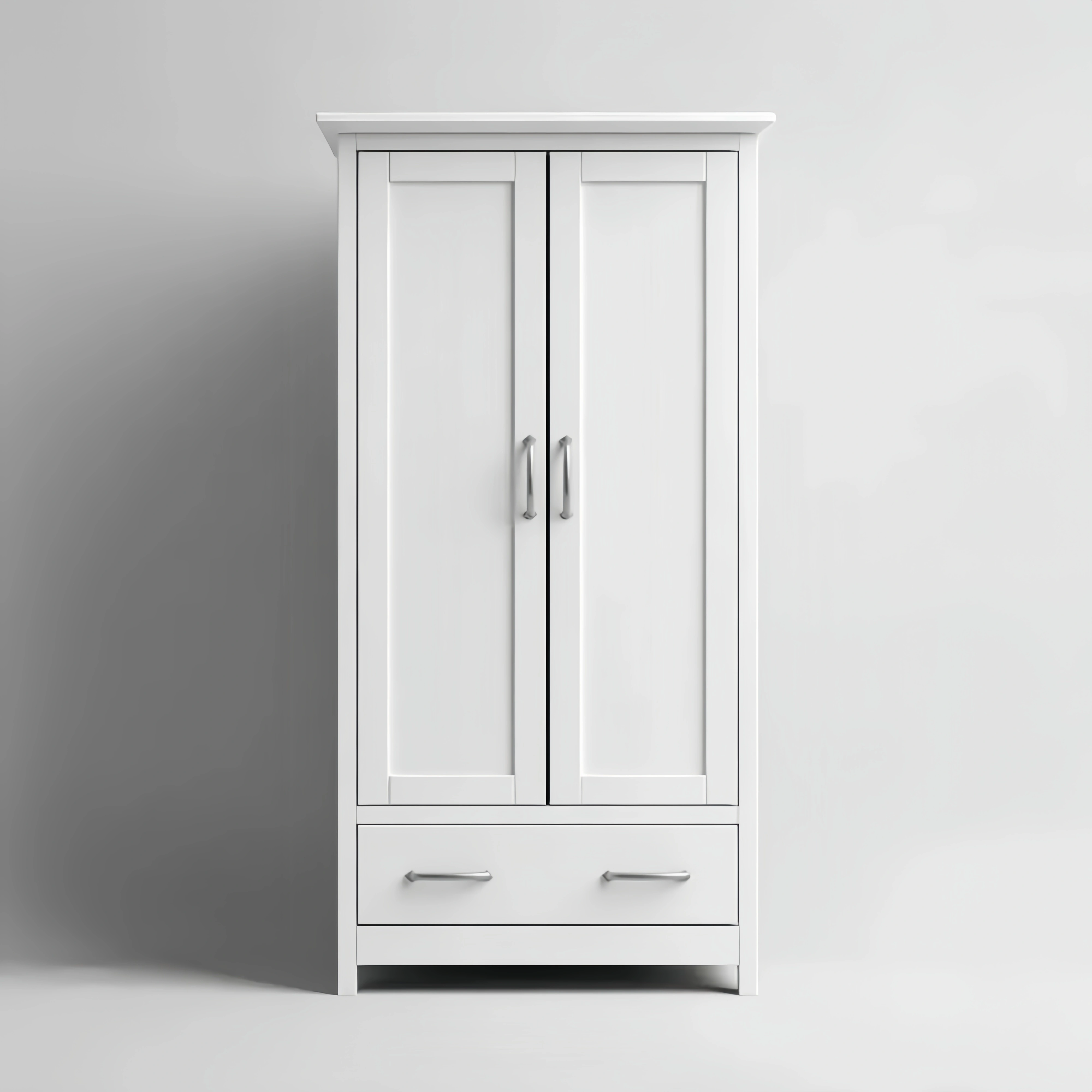 Kleiderschrank aus MDF mit Edelstahlgriffen - Weiß