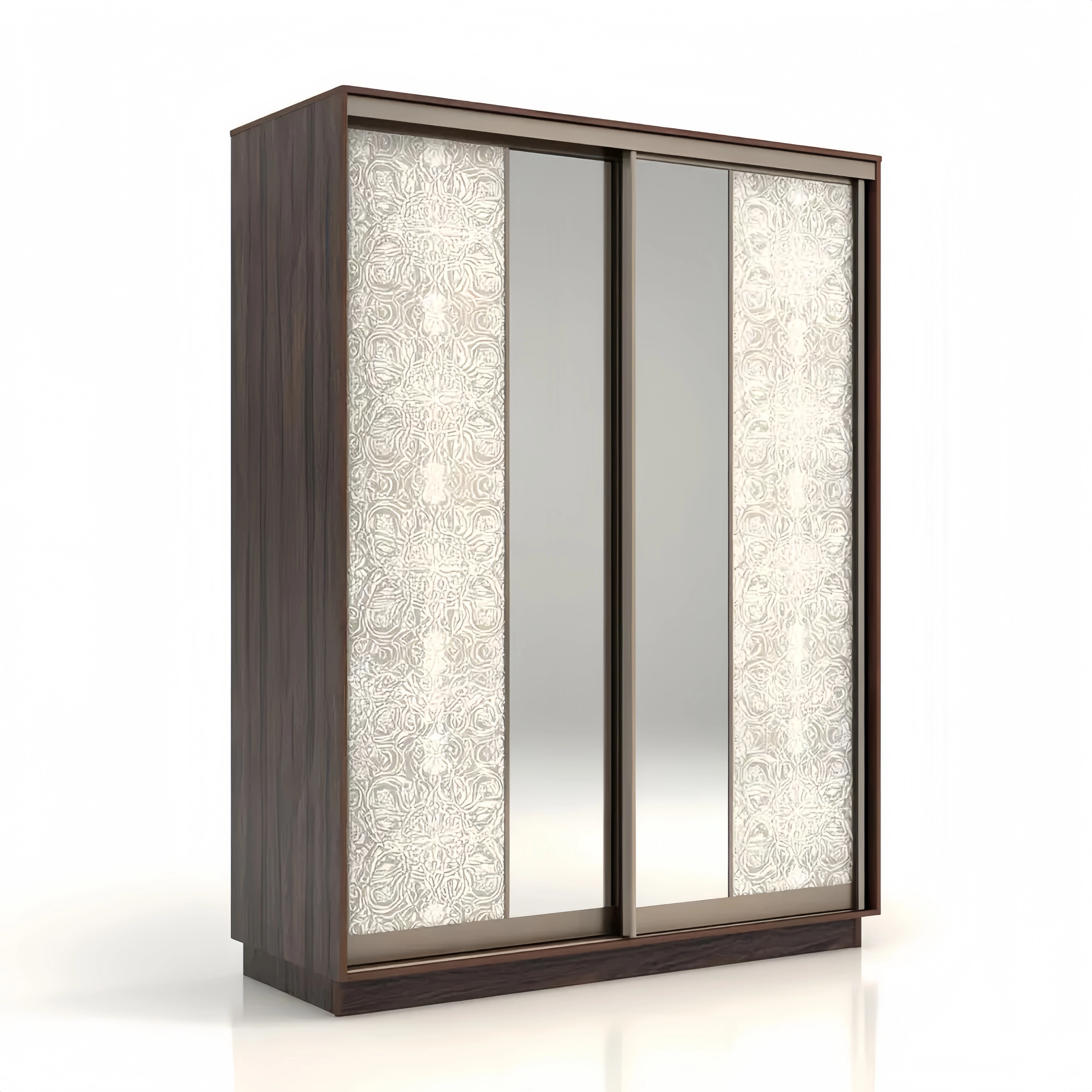 Schiebetürenschrank Holzoptik mit Spiegel