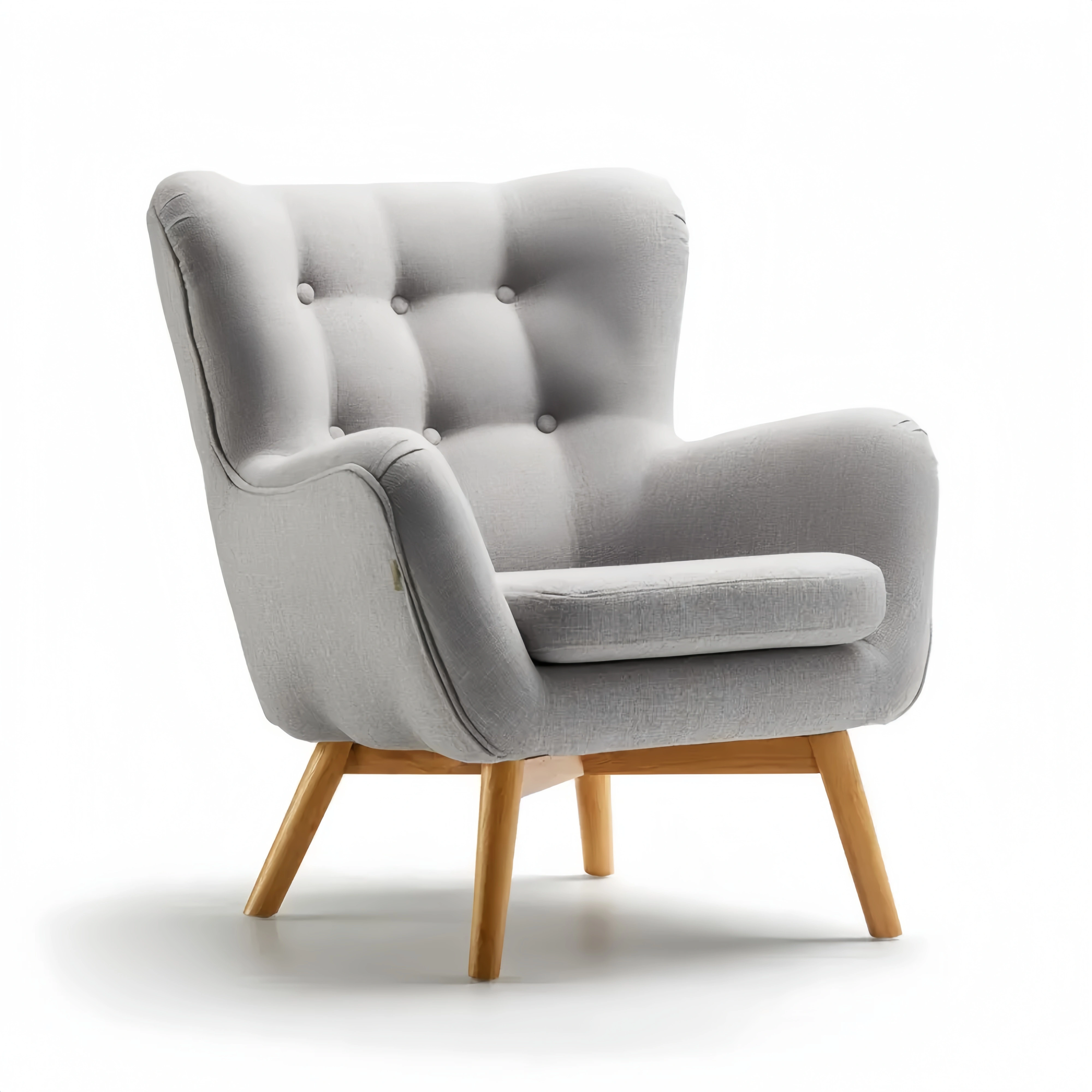 Sessel mit Leinenpolsterung Eichenholz 75x80x85 cm – Hellgrau