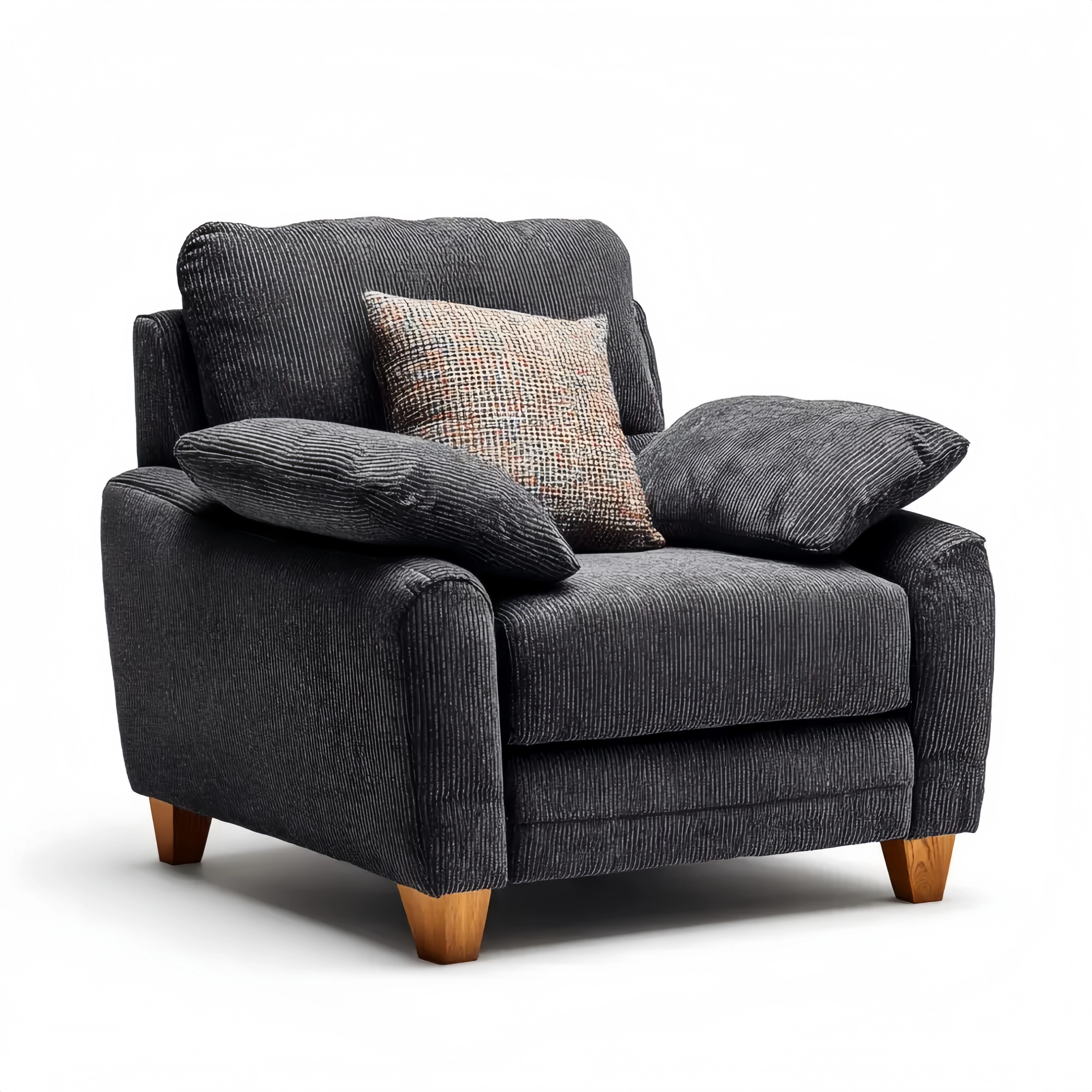 Sessel Cordstoff Dunkelgrau mit Holzbeinen