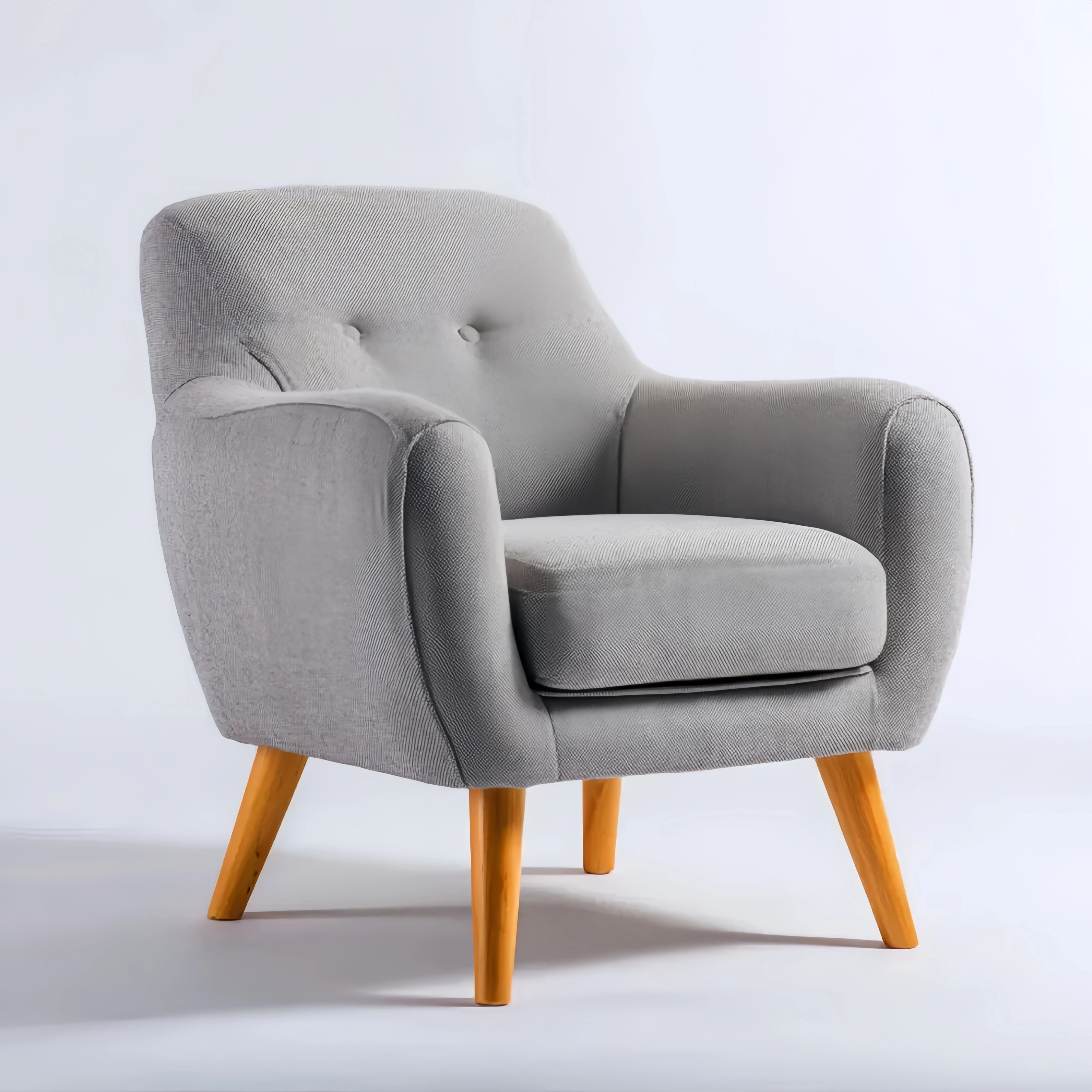 Moderner Stoff-Sessel Hellgrau mit Holzbeinen