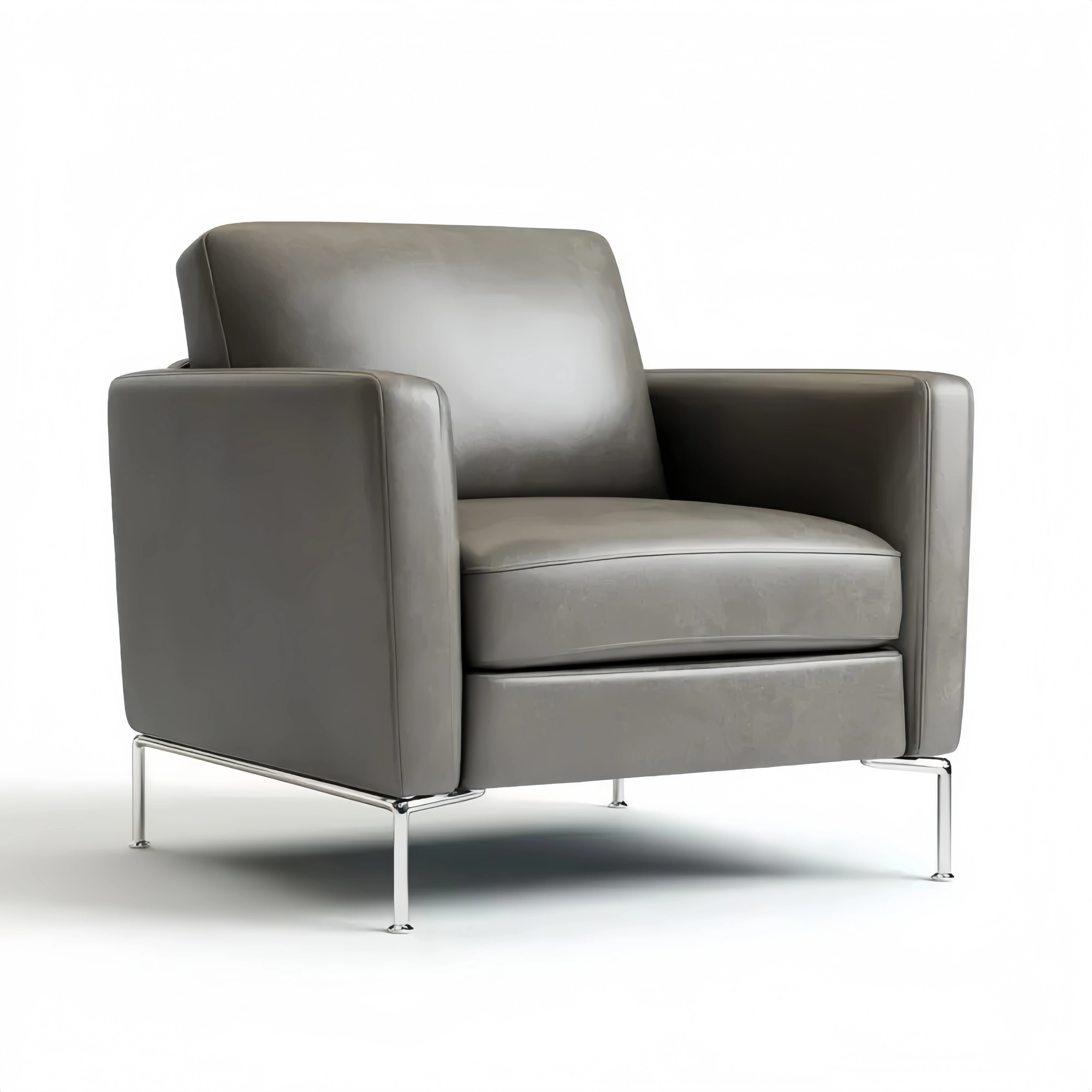 Ledersessel mit Metallrahmen Dunkelgrau