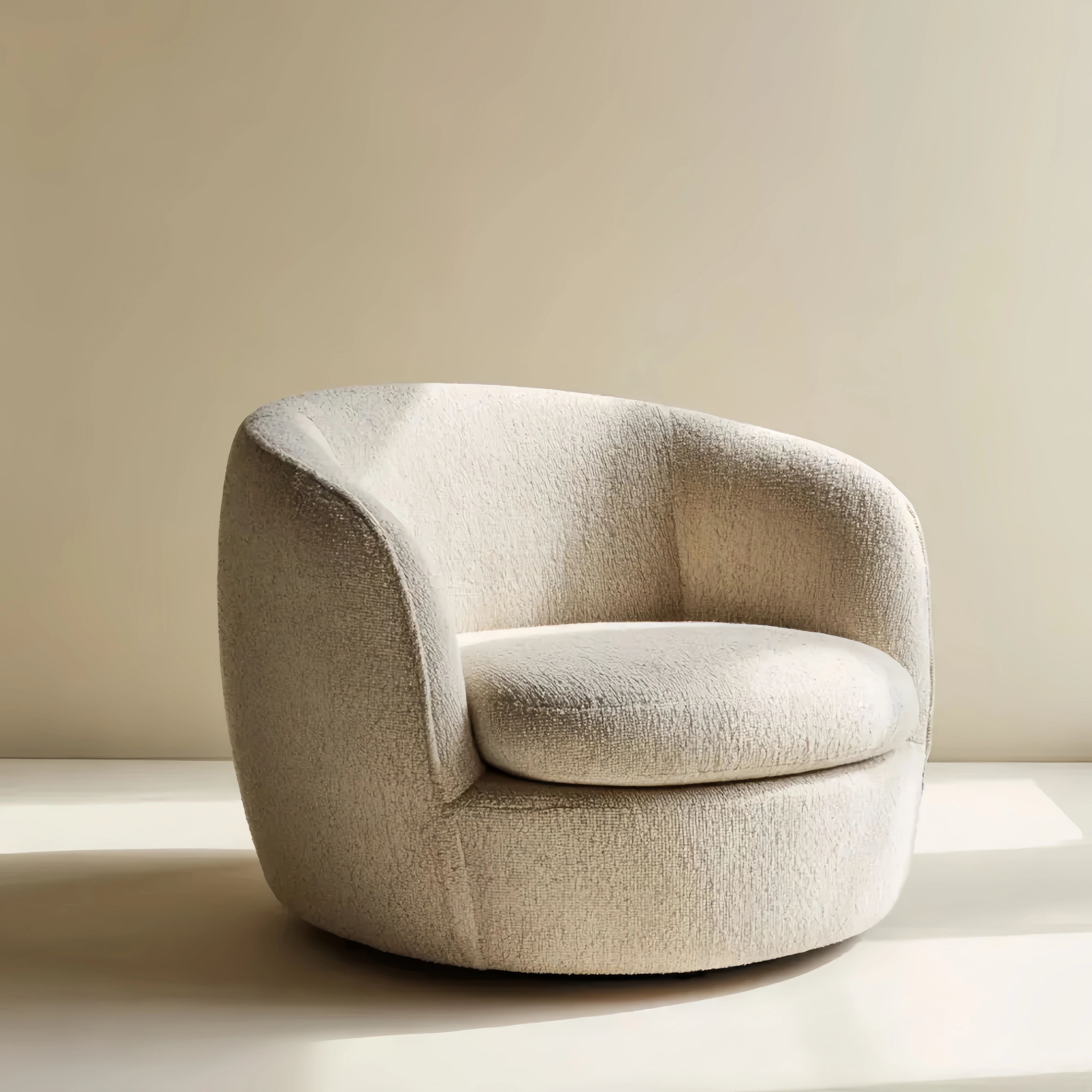 Drehbarer Sessel aus Bouclé-Stoff Creme