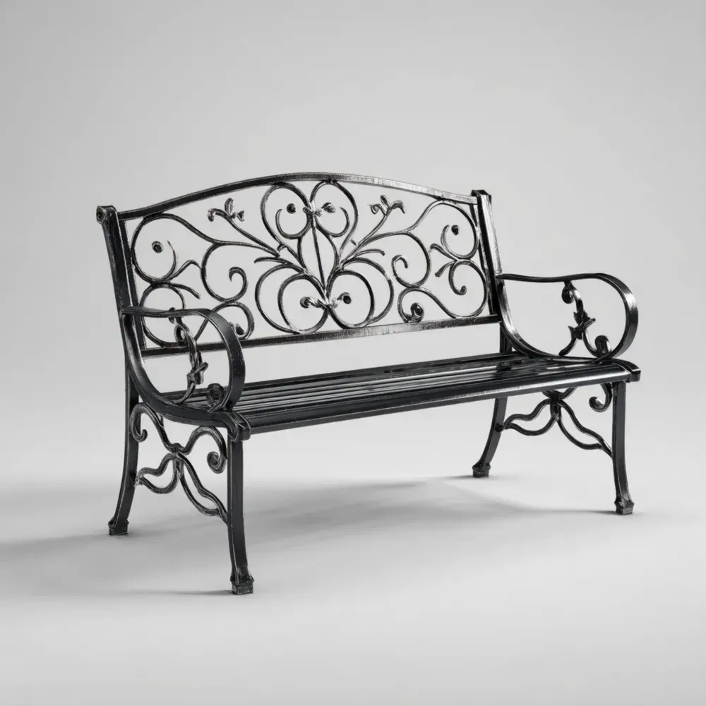 Gartenbank Schmiedeeisen 125x62x90 cm - Schwarz