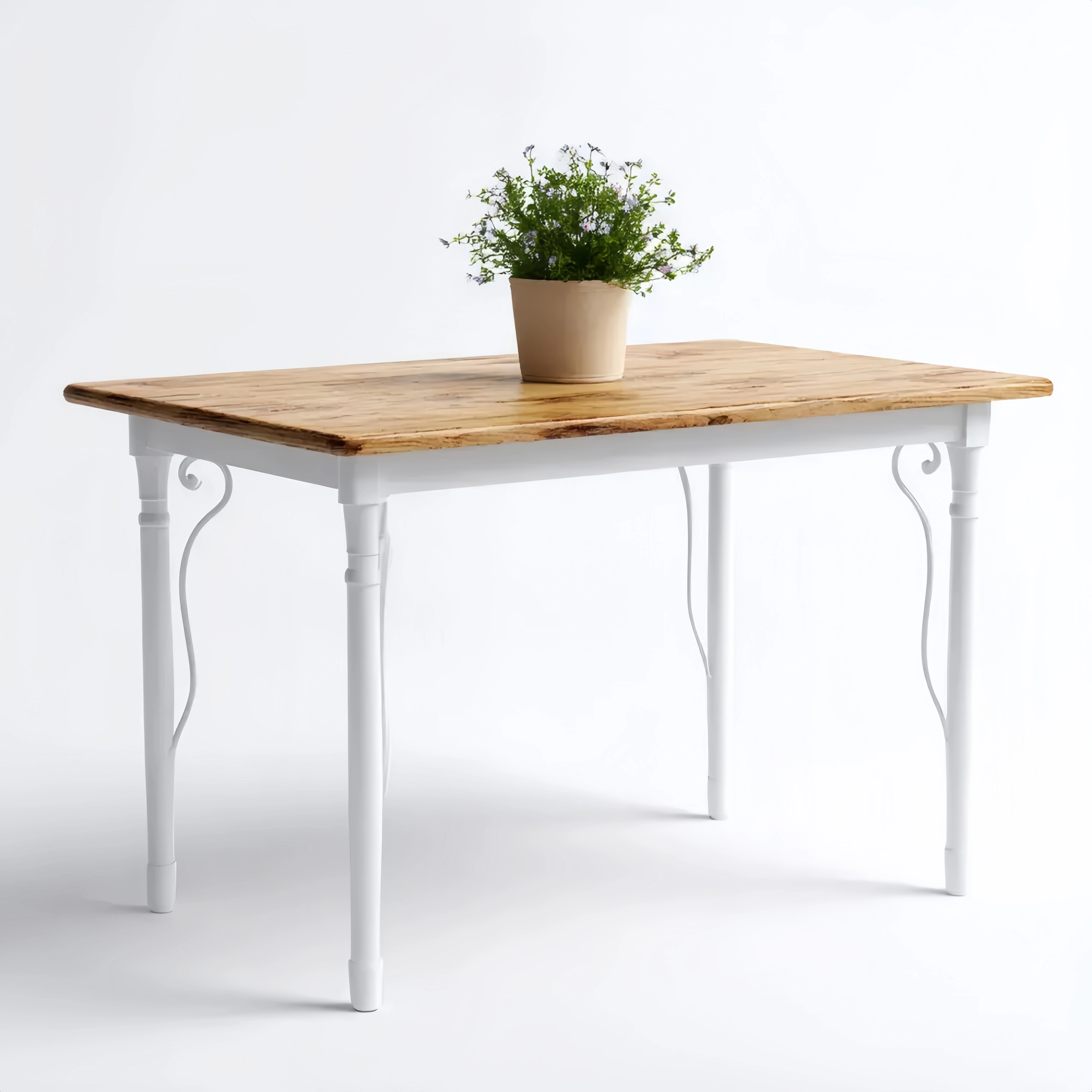 Holztisch mit Metallbeinen - Weiß/Natur