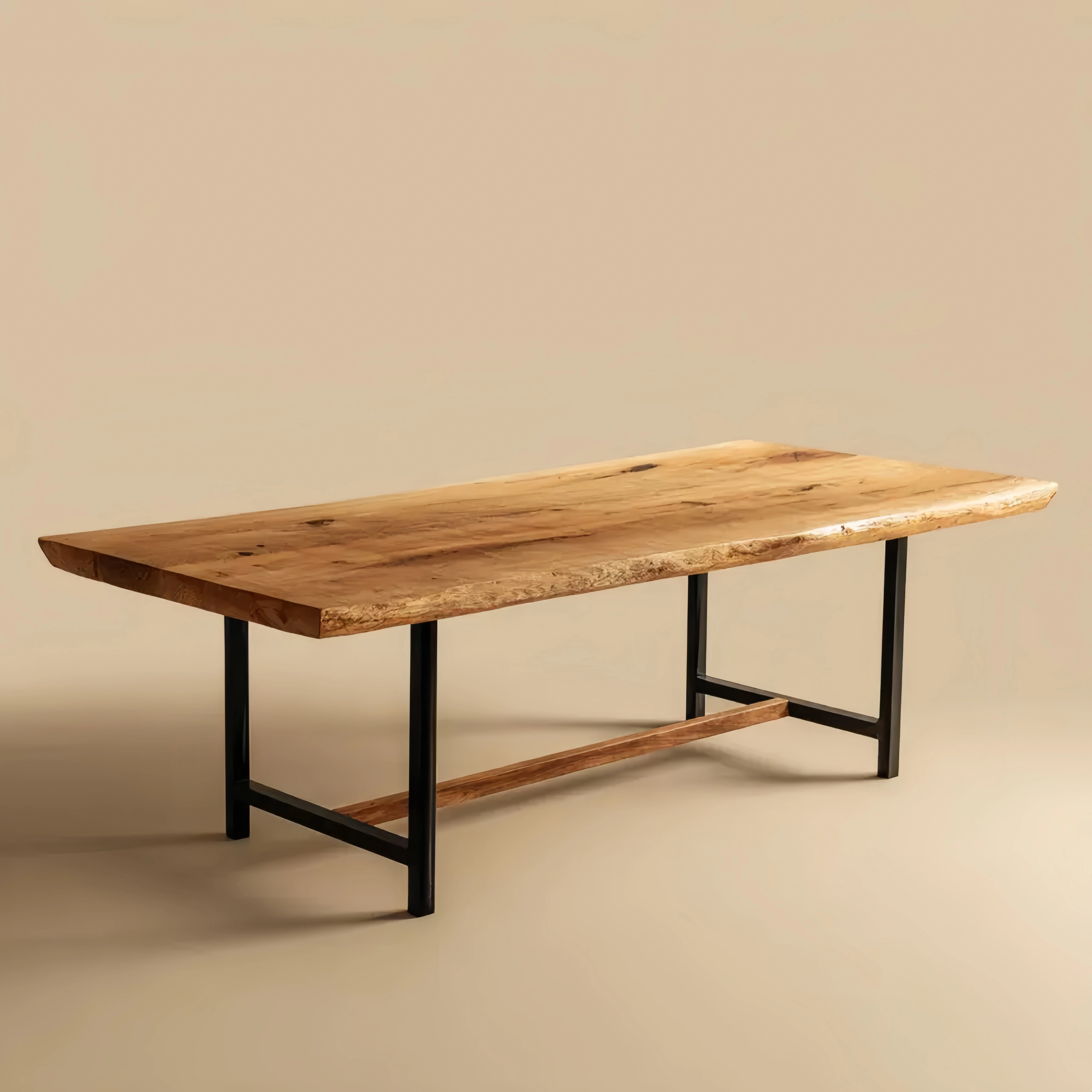 Esstisch Eichenholz und Metall 200x90x75 cm - Natur - Industrieller Stil