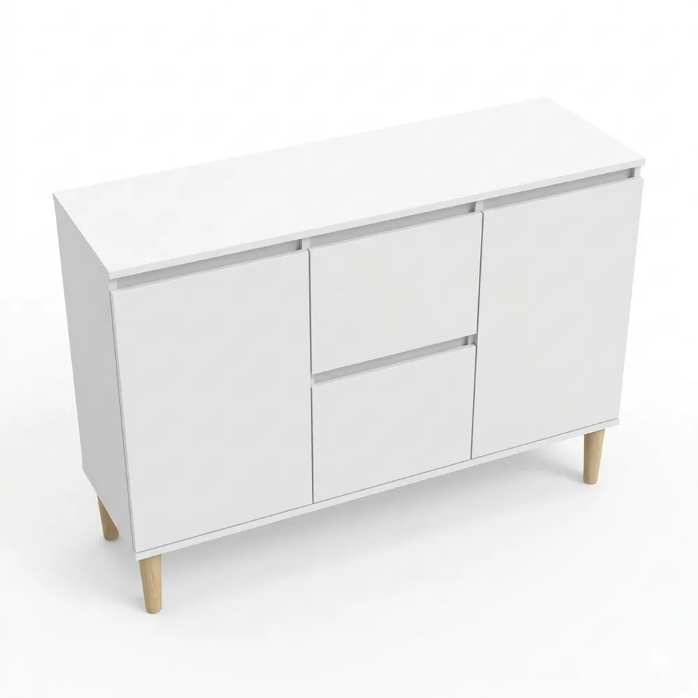 Mehrzweck-Kommode mit Schubladen und Türen in Weiß