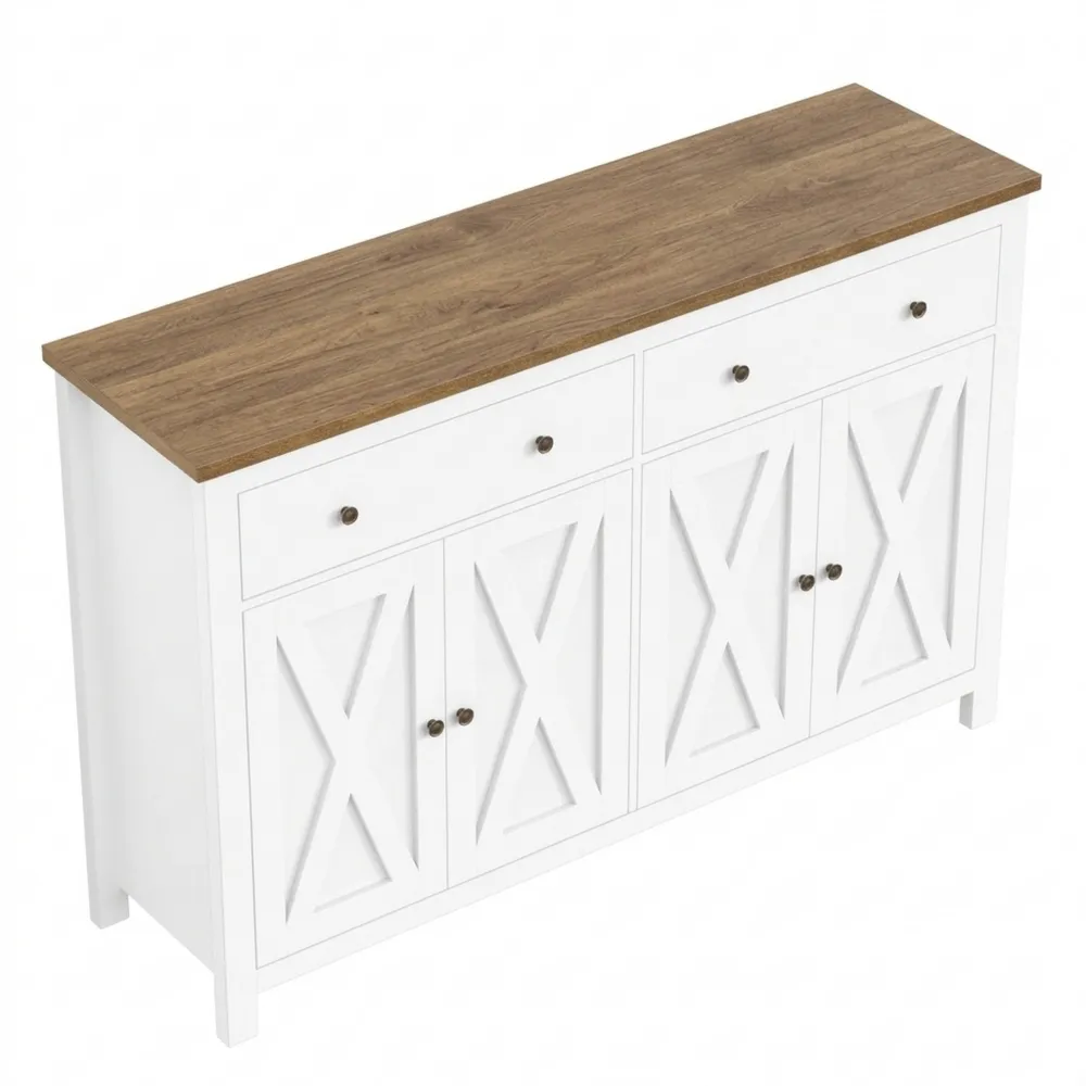Modernes Sideboard mit Schubladen und verstellbaren Regalen für Küche und Wohnzimmer, Weiß