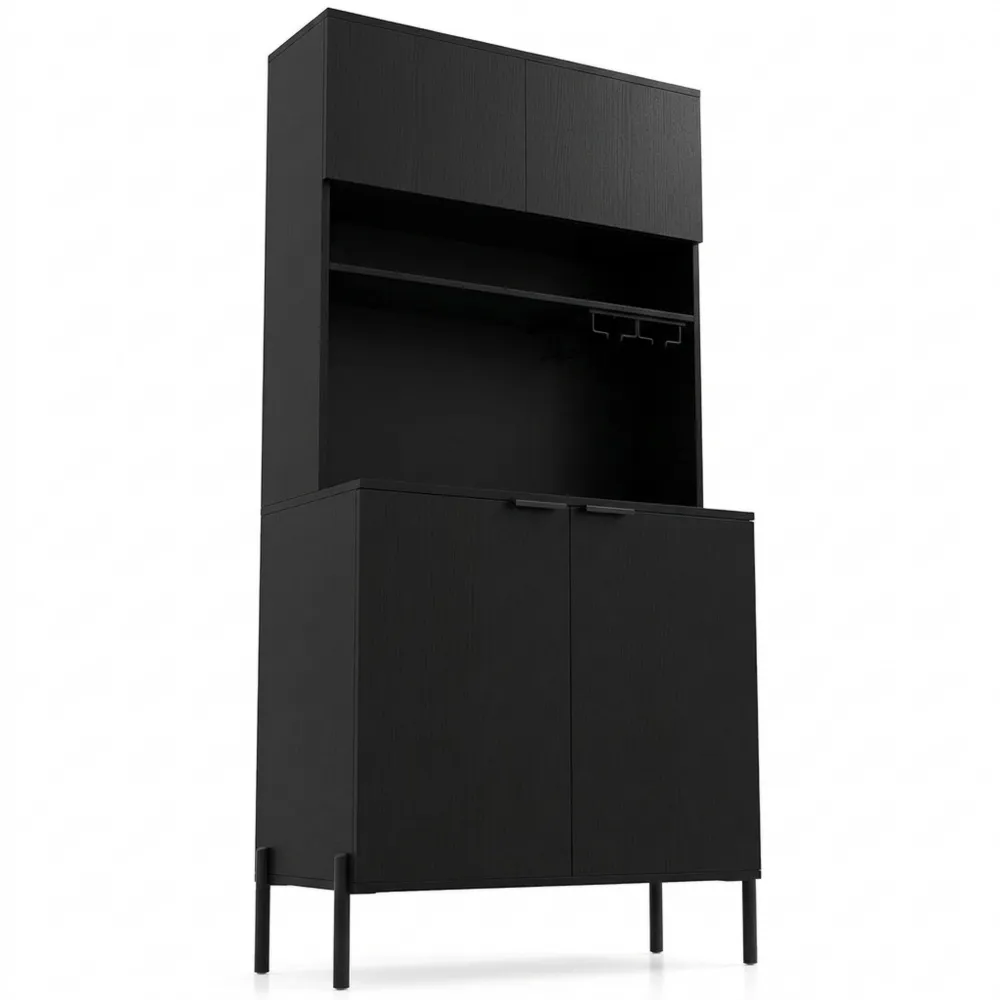 Moderner Küchenschrank mit Weinglashalter und Arbeitsfläche