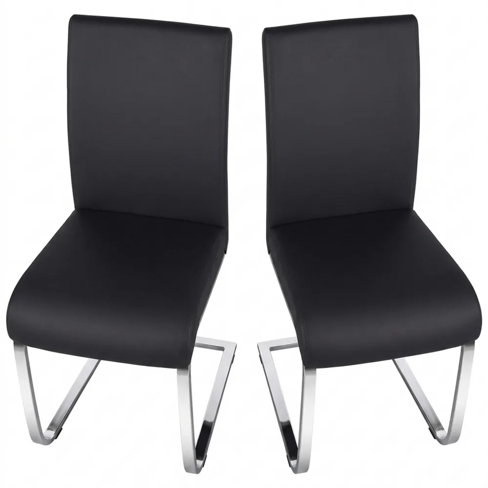 Moderner Schwingstuhl im 2er Set, belastbar bis 135 kg, Kunstleder Schwarz