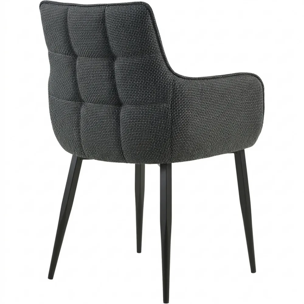 Polstersessel für Esszimmer mit Lehnen, Stoffbezug, titangrau, Metallgestell schwarz