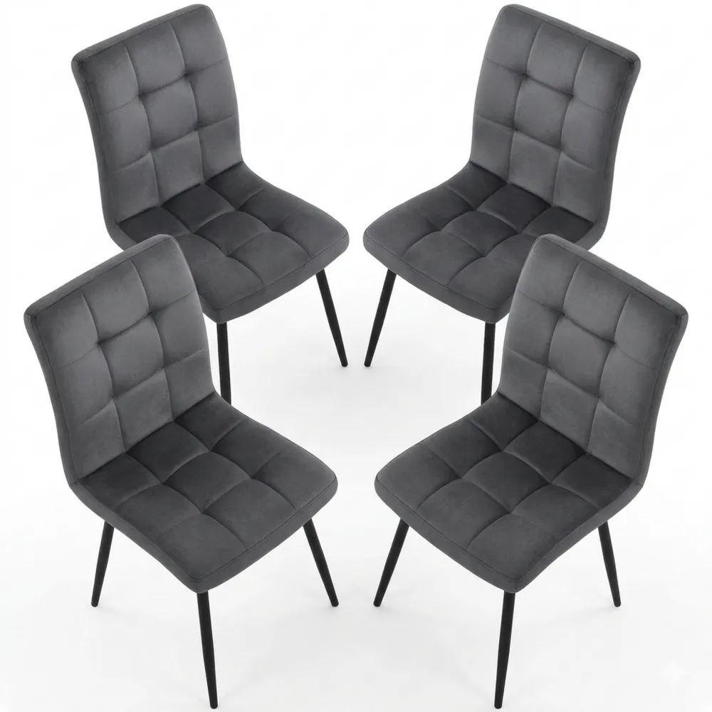 Esszimmerstühle 4er Set, Samtbezug, Ergonomisch mit Metallbeinen