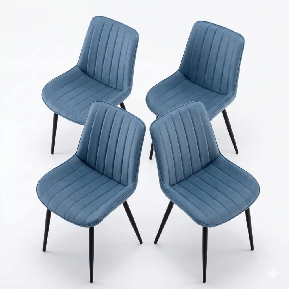 4er Set Esszimmerstühle mit Polsterung in Himmelblau