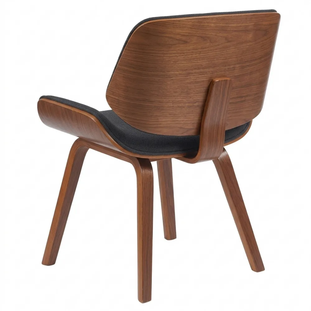 Gepolsterter Esszimmerstuhl mit Holzbeinen und Rückenlehne, Stoffbezug, Farbe: Walnuss/Schwarz