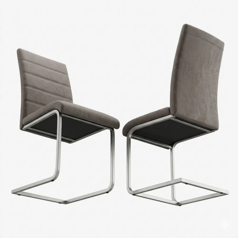 Ergonomische Esszimmerstühle, Schwingstuhl Set, Braun, Kunstleder, Polsterung, Metallrahmen