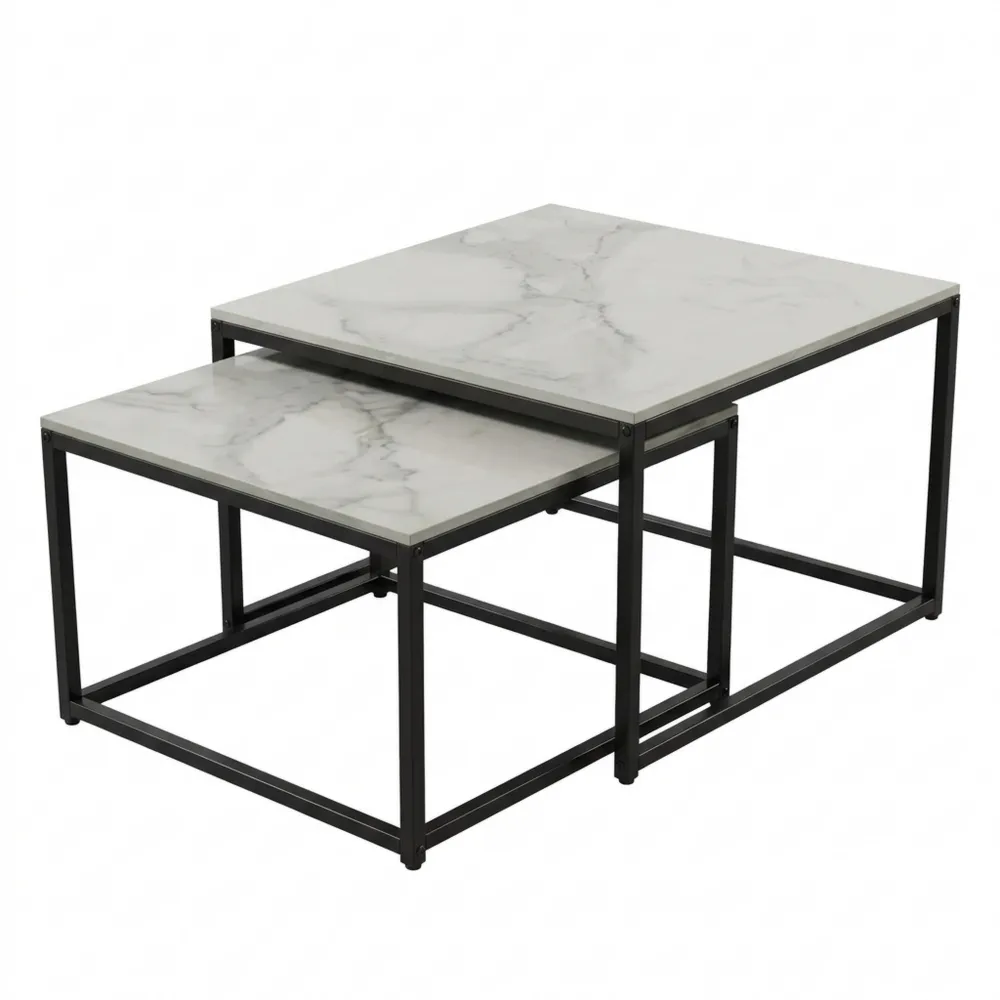 Moderner Marmor-Couchtisch im skandinavischen Stil, 2er-Set