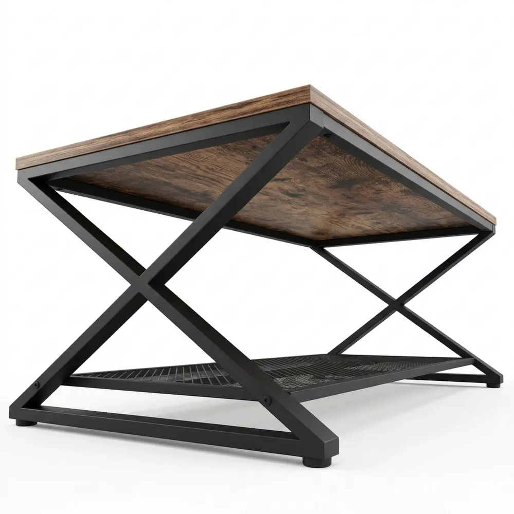 Rechteckiger Wohnzimmertisch im Vintage-Industrie-Design 120x60x45 cm