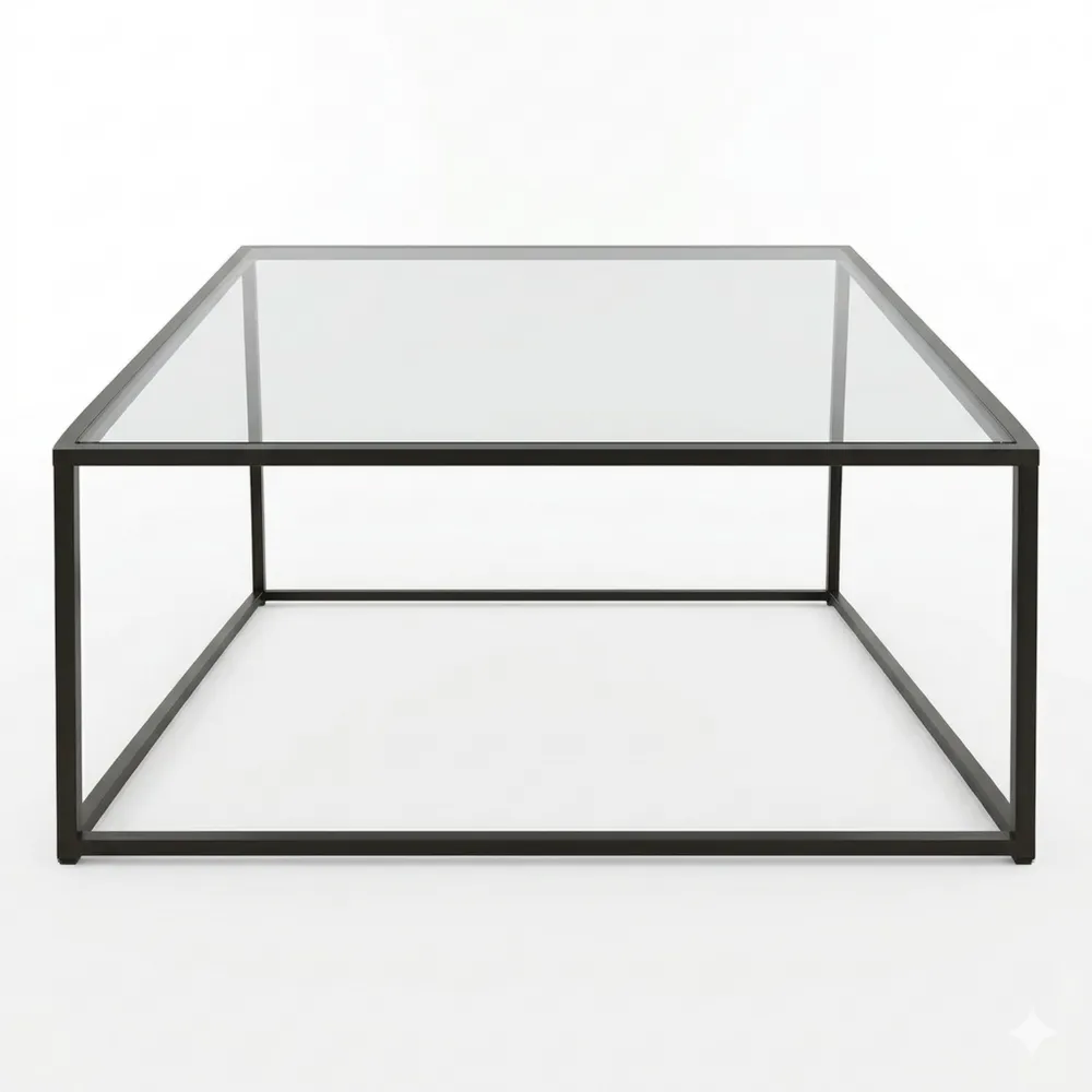 Runder Glastisch mit Metallgestell für Wohnzimmer, Balkon und Büro, 45x70 cm