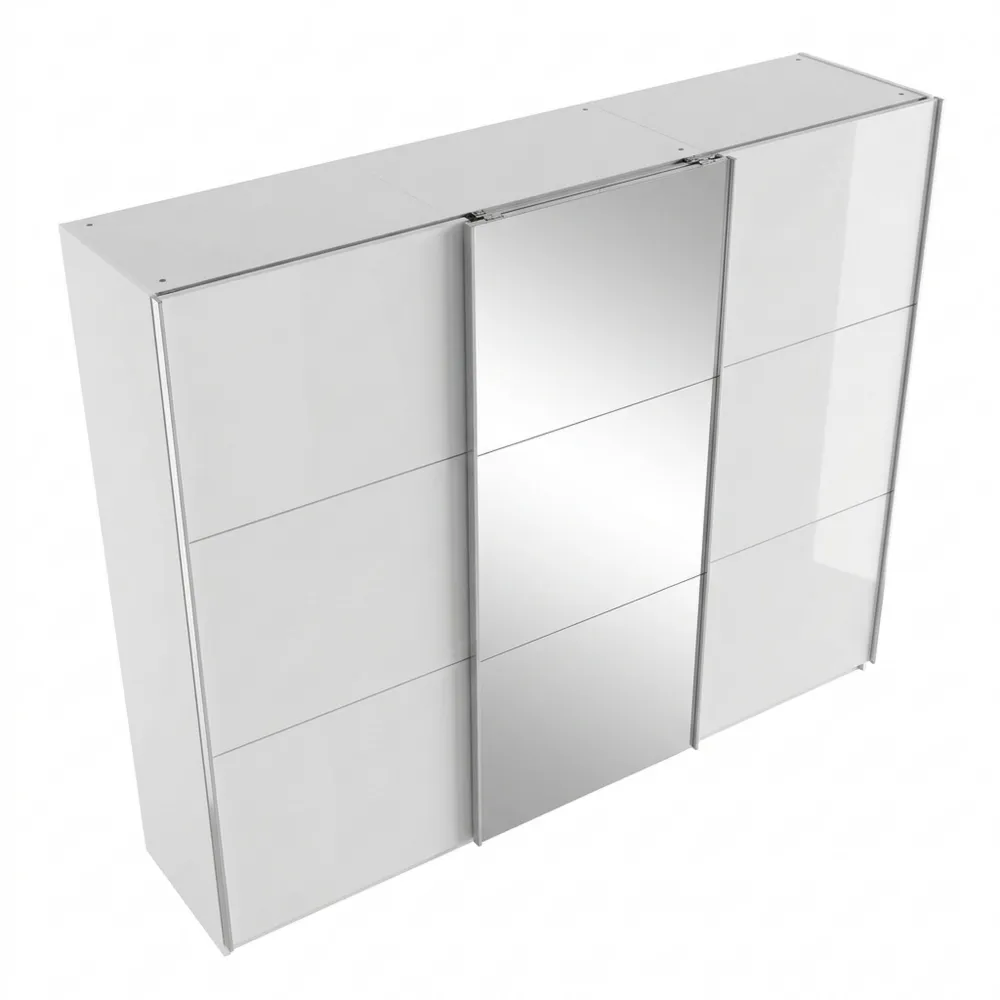 Moderner Schwebetürenschrank mit Glasfront und Spiegel