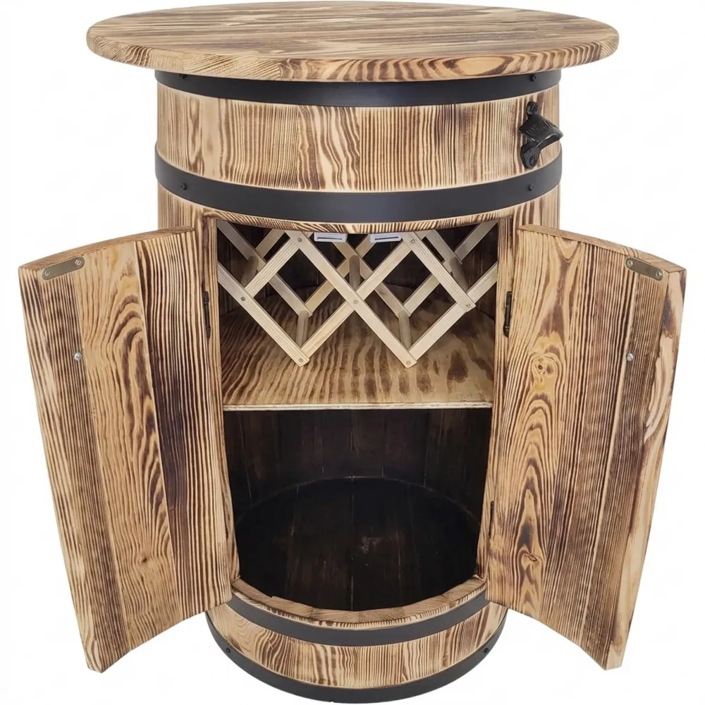 Fassförmiger Kiefernschrank mit Regal für Flaschen