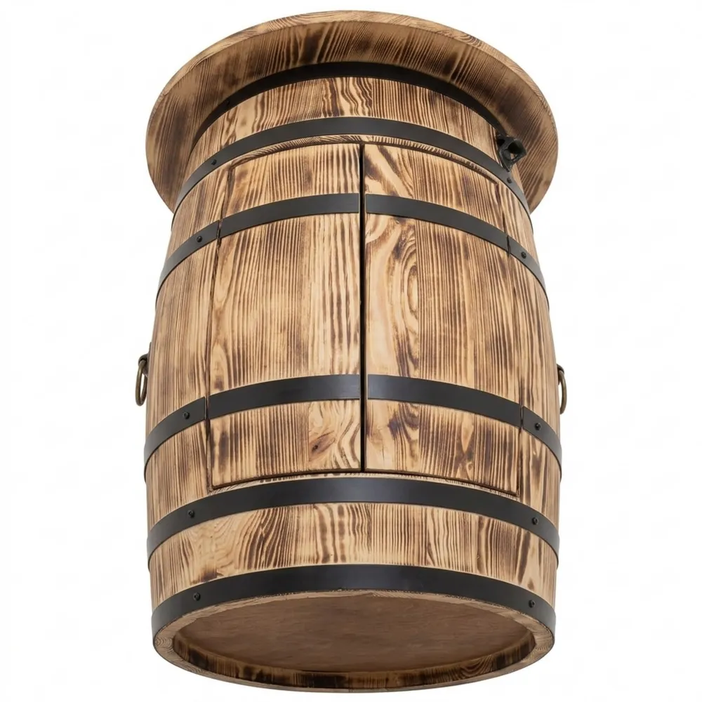 Dekoratives Fassmöbel mit RGB-Beleuchtung und Stauraum