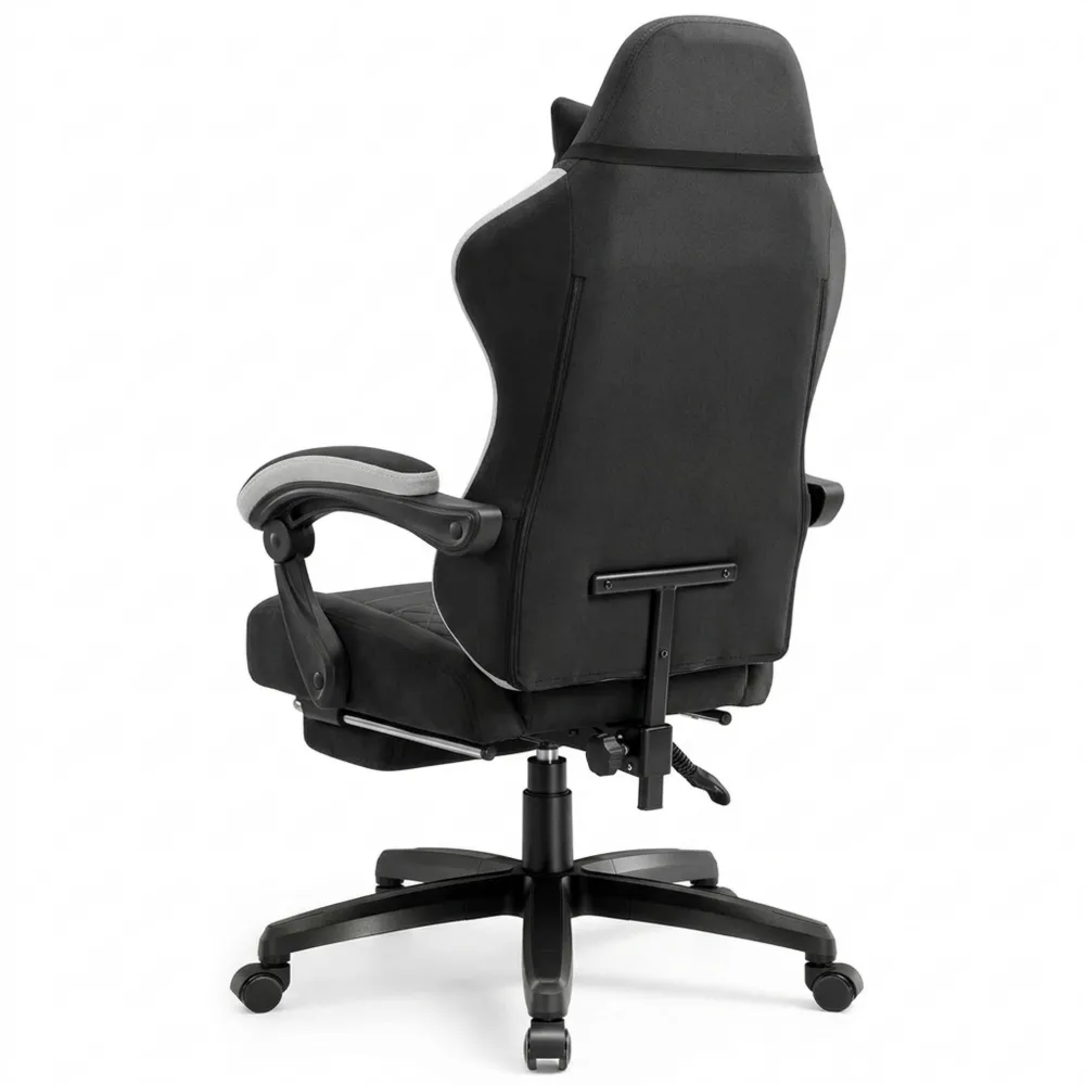 Ergonomischer Gaming-Stuhl mit Taschenfedern und Fußstütze, 150 kg Tragkraft, Schwarz