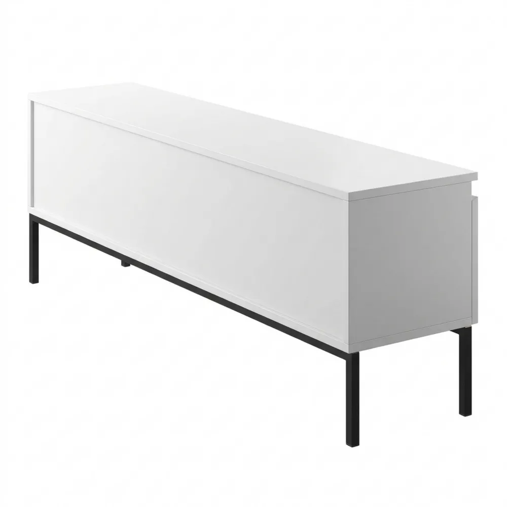 Moderner Fernsehtisch mit Schränken, 150 cm, weiße Oberfläche