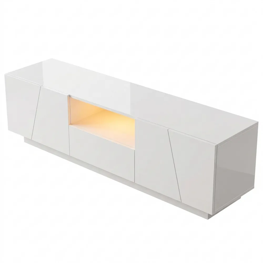 Moderner TV-Ständer mit LED-Beleuchtung für bis zu 70 Zoll, mit Schubladen