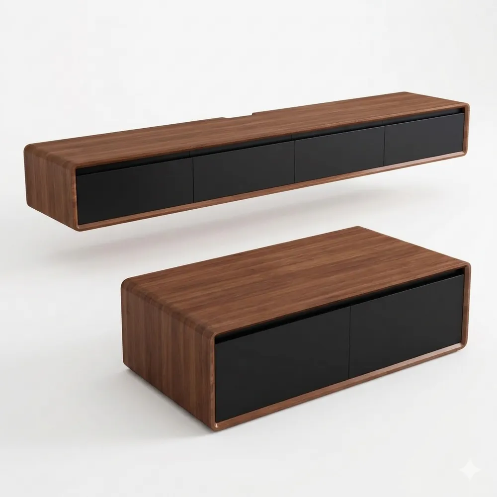 Moderne Wandkonsole mit Stauraum für TV und Medien