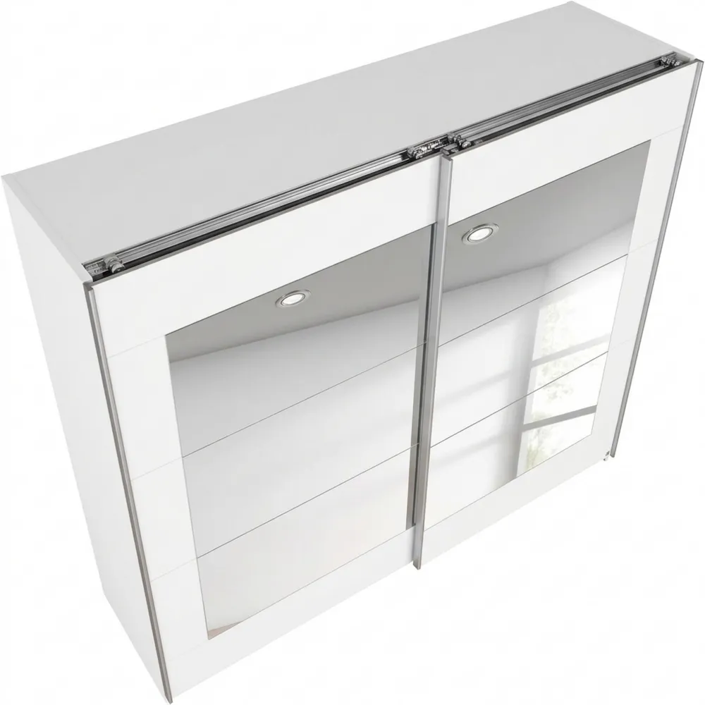 Großer Schwebetürenschrank mit Spiegel, 2-türig, alpinweiß