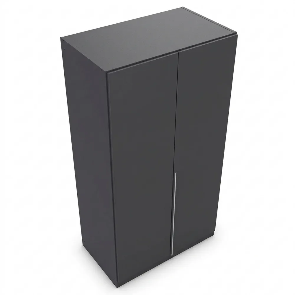 Moderner 2-türiger Kleiderschrank für verschiedene Räume, grau-metallic