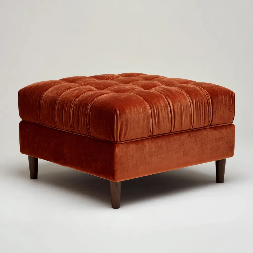 Velours-Hocker aus Holz 80x80x45 cm - Rostrot-Creshaven