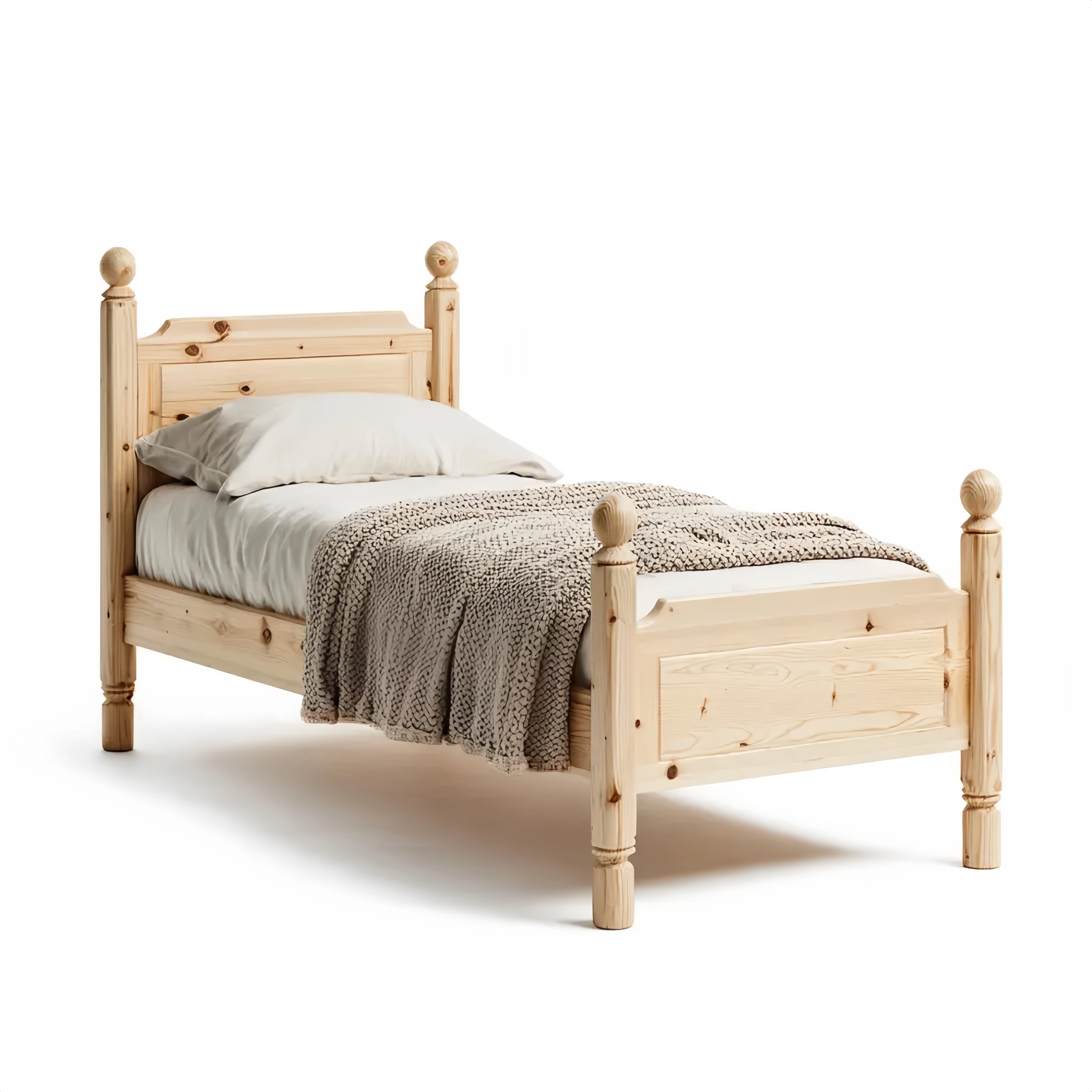 Einzelbett Kiefernholz 90x200 cm – Natur