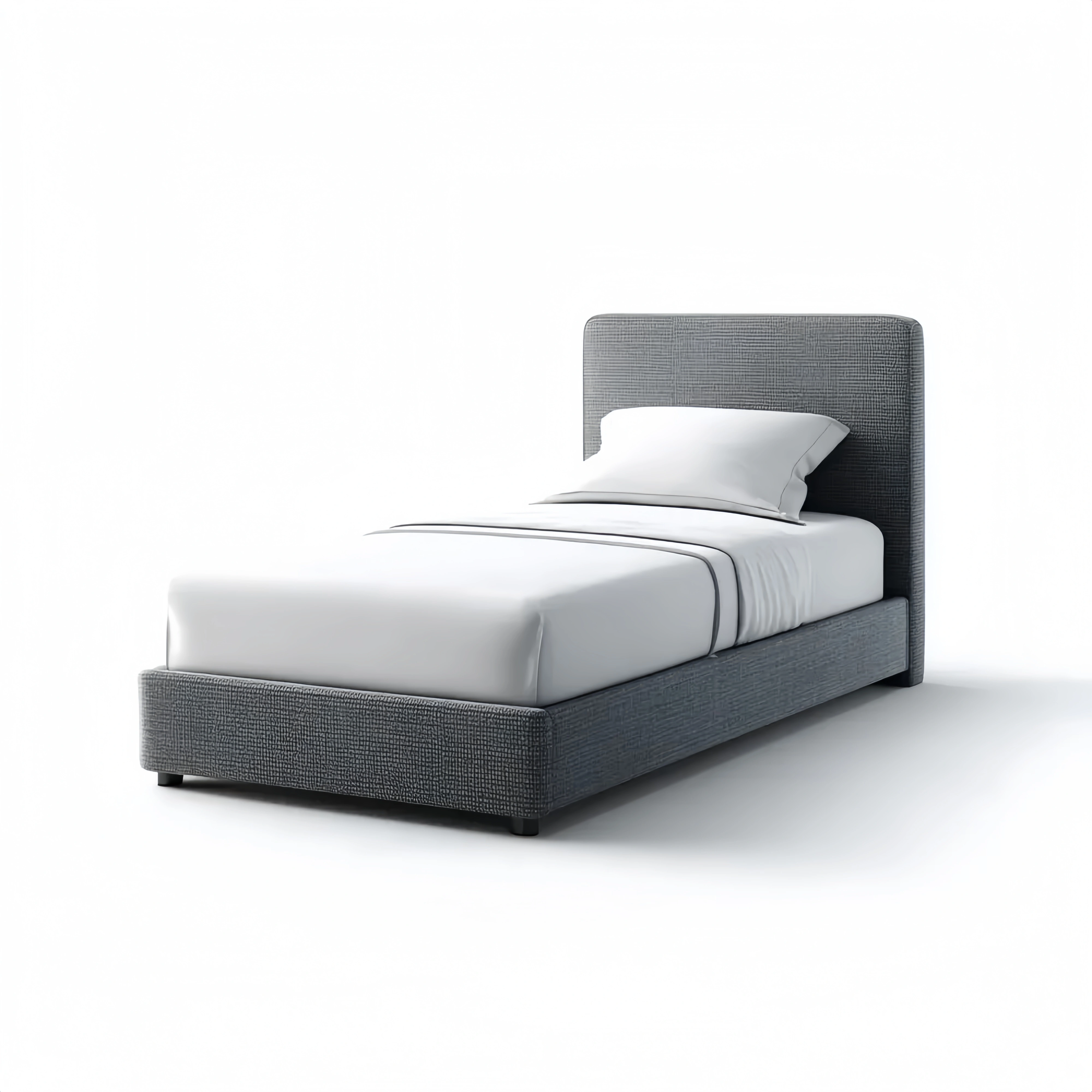 Einzelbett Stoffbezogen 200x90 cm - Hellgrau