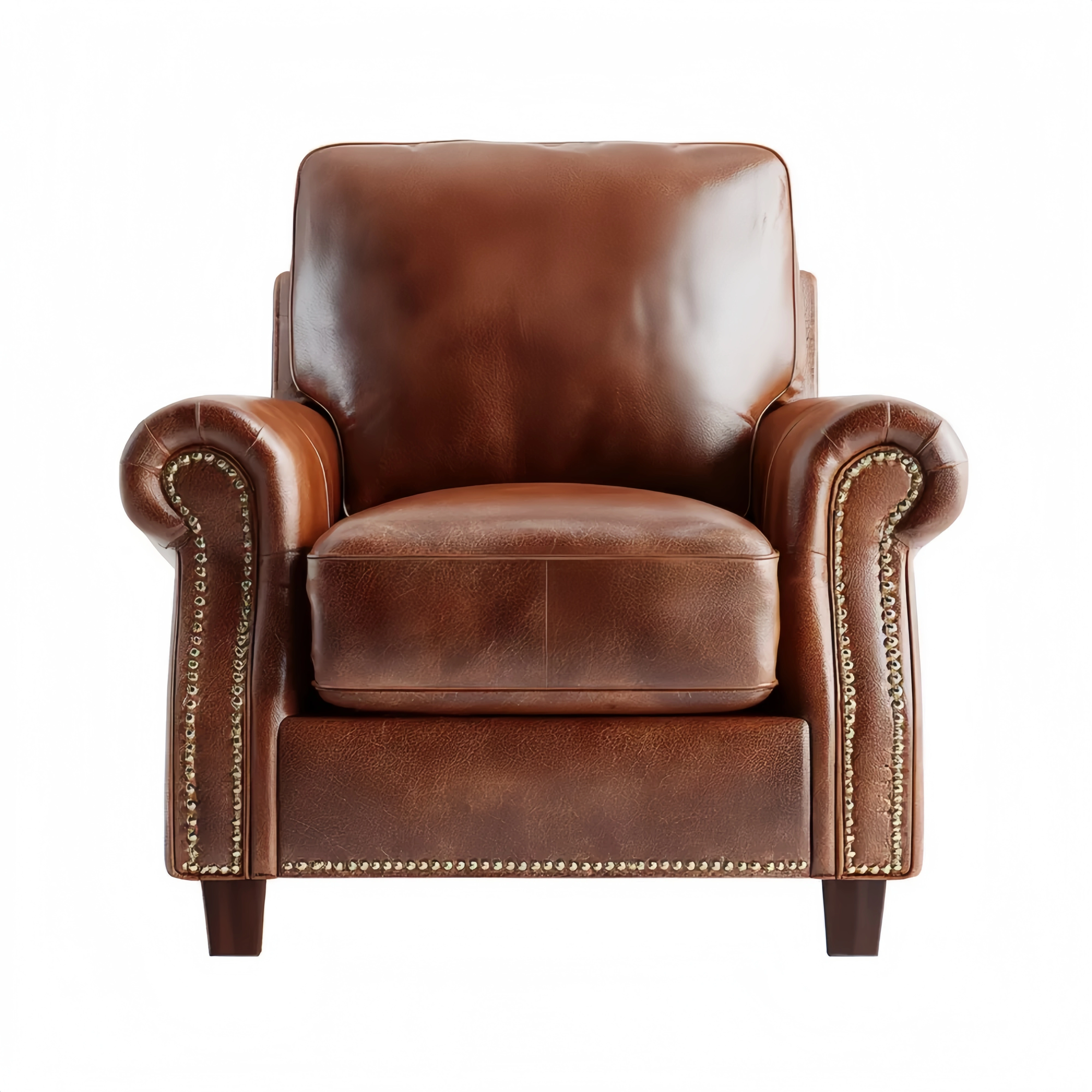 Ledersessel aus Rindsleder 95x95x85 cm - Braun